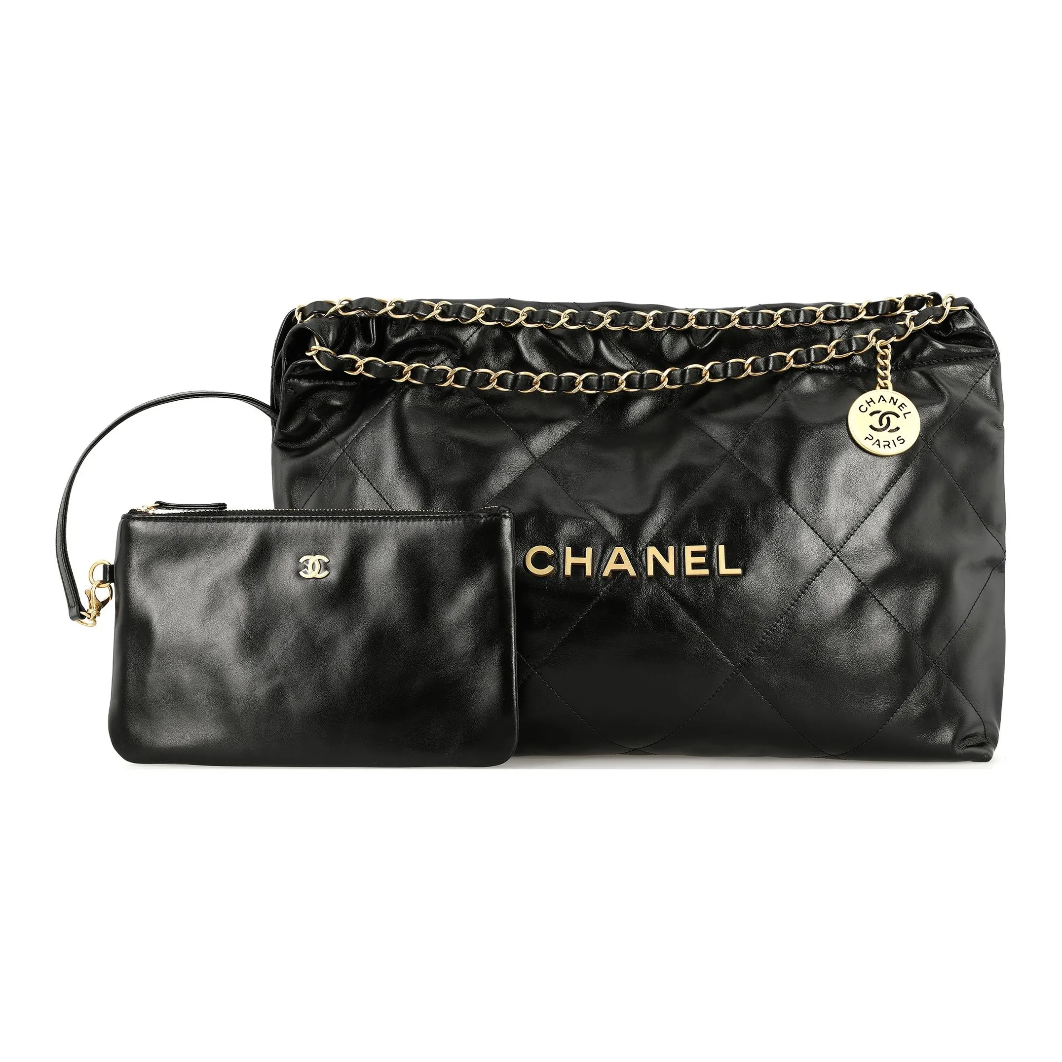CHANEL 22Bag Leather Handbag, Shoulder Bag Women's Black