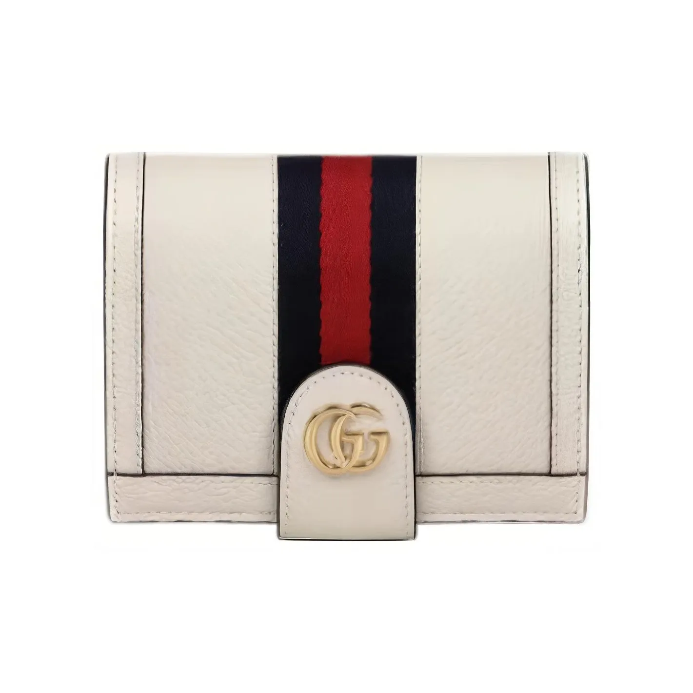 GUCCI Canvas With Leather Clutch Passport Holder Trumpets Unisex White