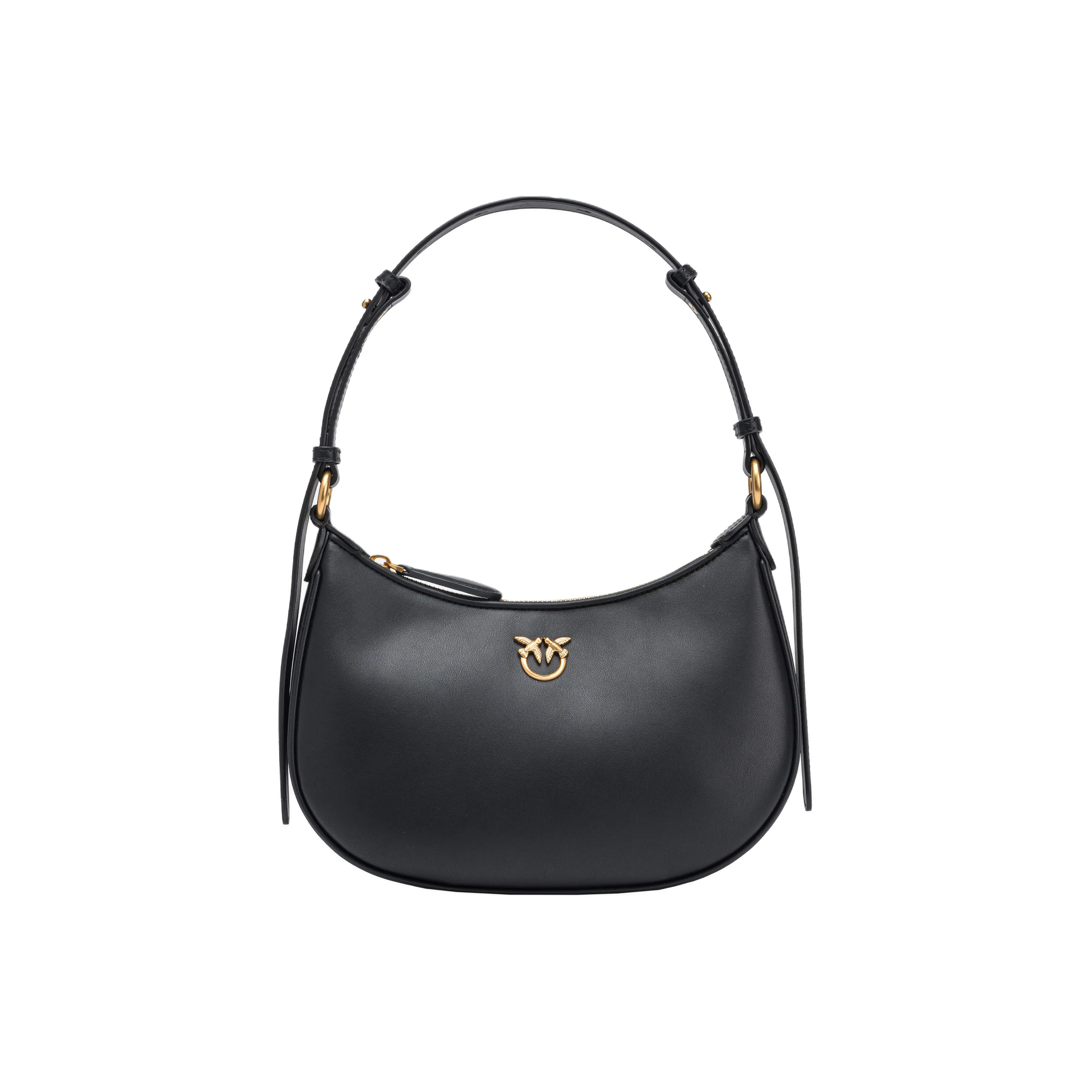 PINKO Love Birds Series Cow Leather Handbag, Shoulder Bag Women's Black