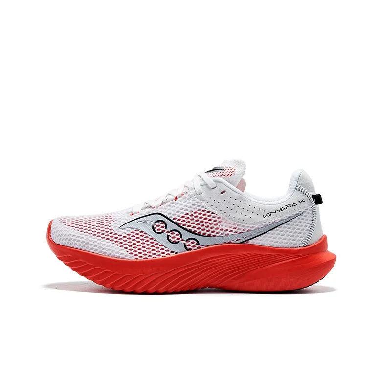 Saucony Kinvara 14 Breathable And Resilient Low Top Long Distance Running Shoes Men's White Red