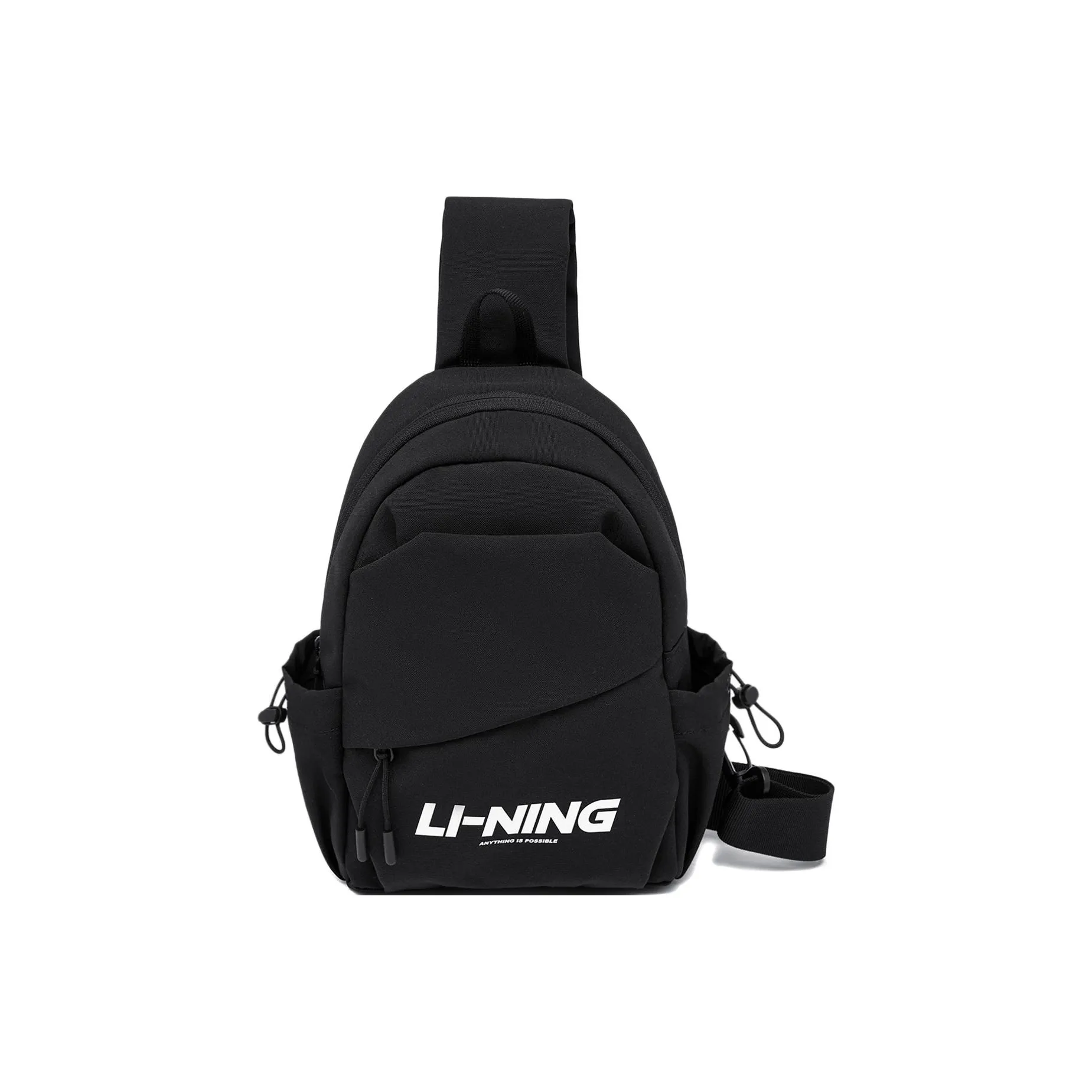 LiNing Sports Life Collection Polyester One Shoulder Crossbody Bag, Sling Bag Regular Unisex Black