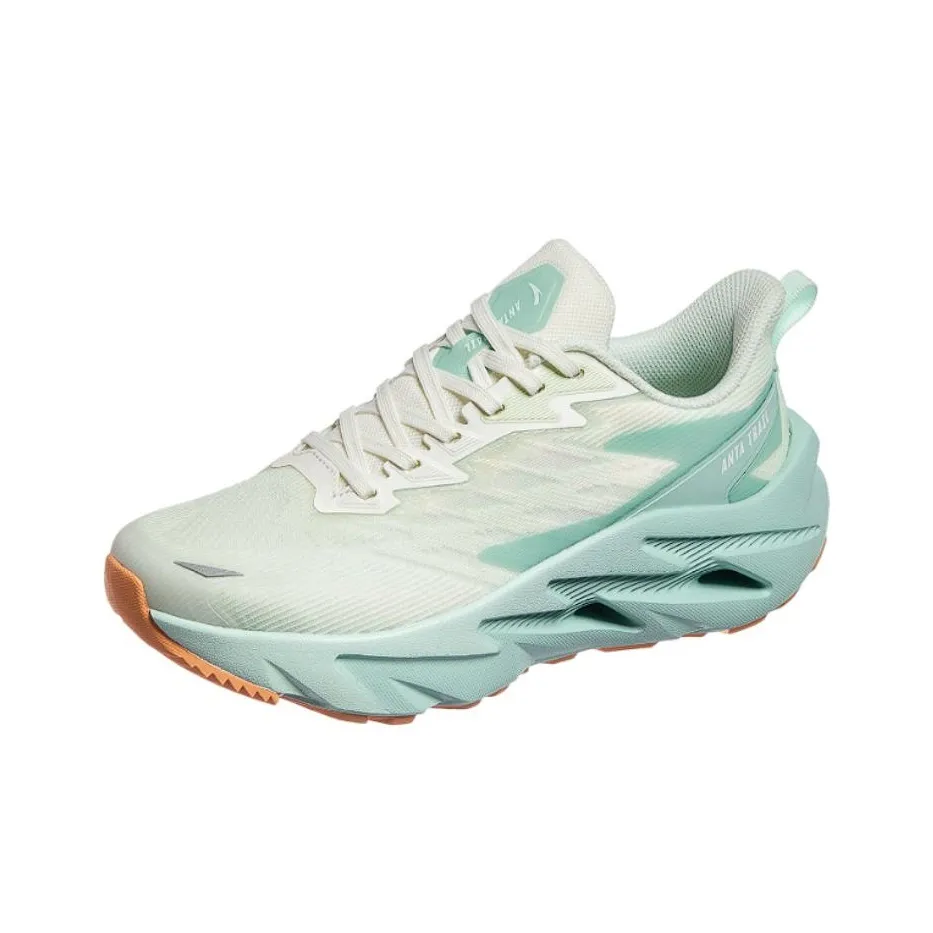 Anta Heavenly Capital Shock Absorbers Abrasion Resistant Slip Resistant Low Top Running Shoes Women's Green White Cyan