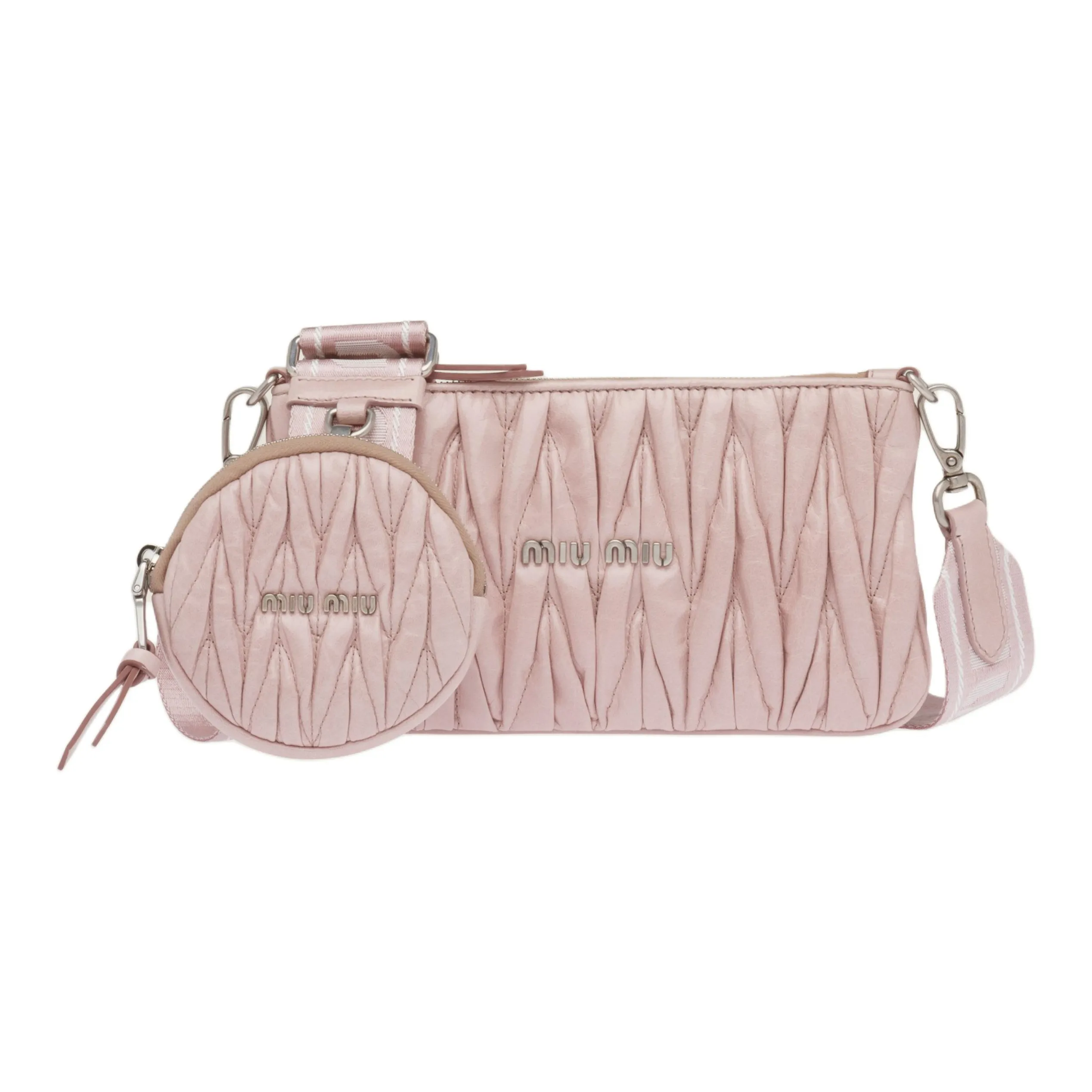 MIU MIU Matelassé Cow Leather Shoulder Bag, Crossbody Bag Rose Red