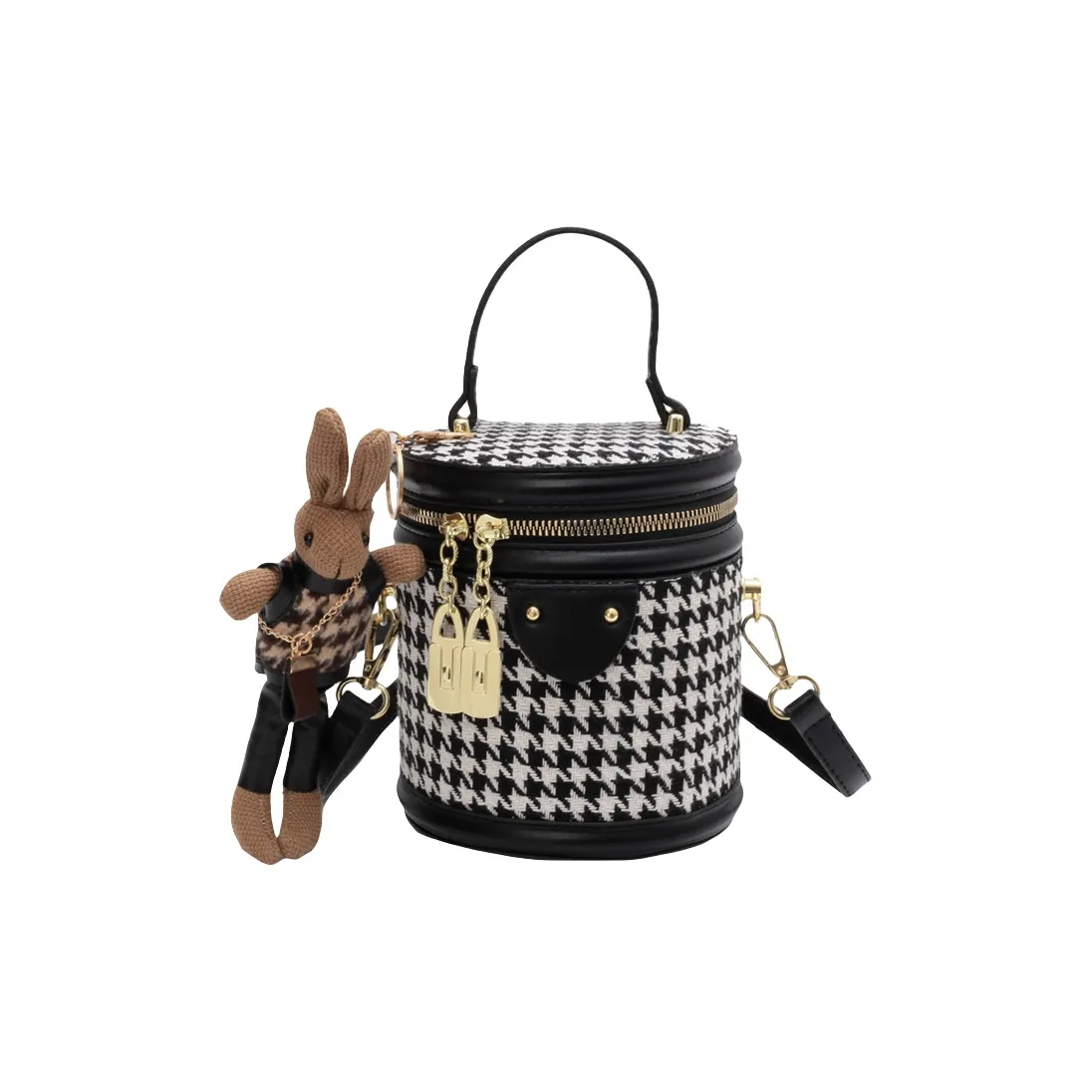 Dusen Kangaroo Шерстяная ручная сумка-ведро сумка через плечо сумка для женщин черный коричневый