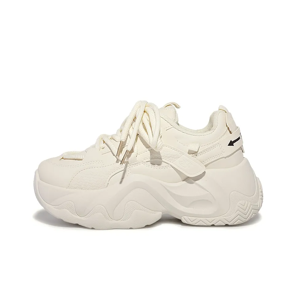 SNXR Anti-Slip Wear-Resistant Waterproof And Breathable Low-Top Chunky Sneakers Women's Beige