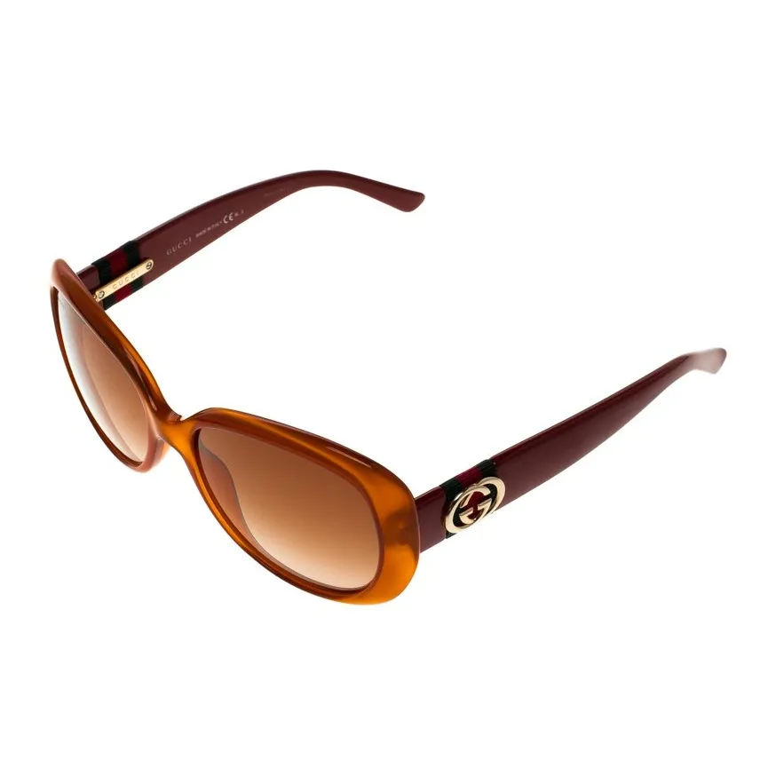 GUCCI Acetate Irregular Shape Sunglasses Women's Orange