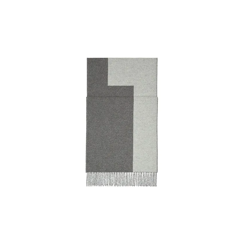 HERMES Knit Scarves Unisex Charcoal Gray Light Gray