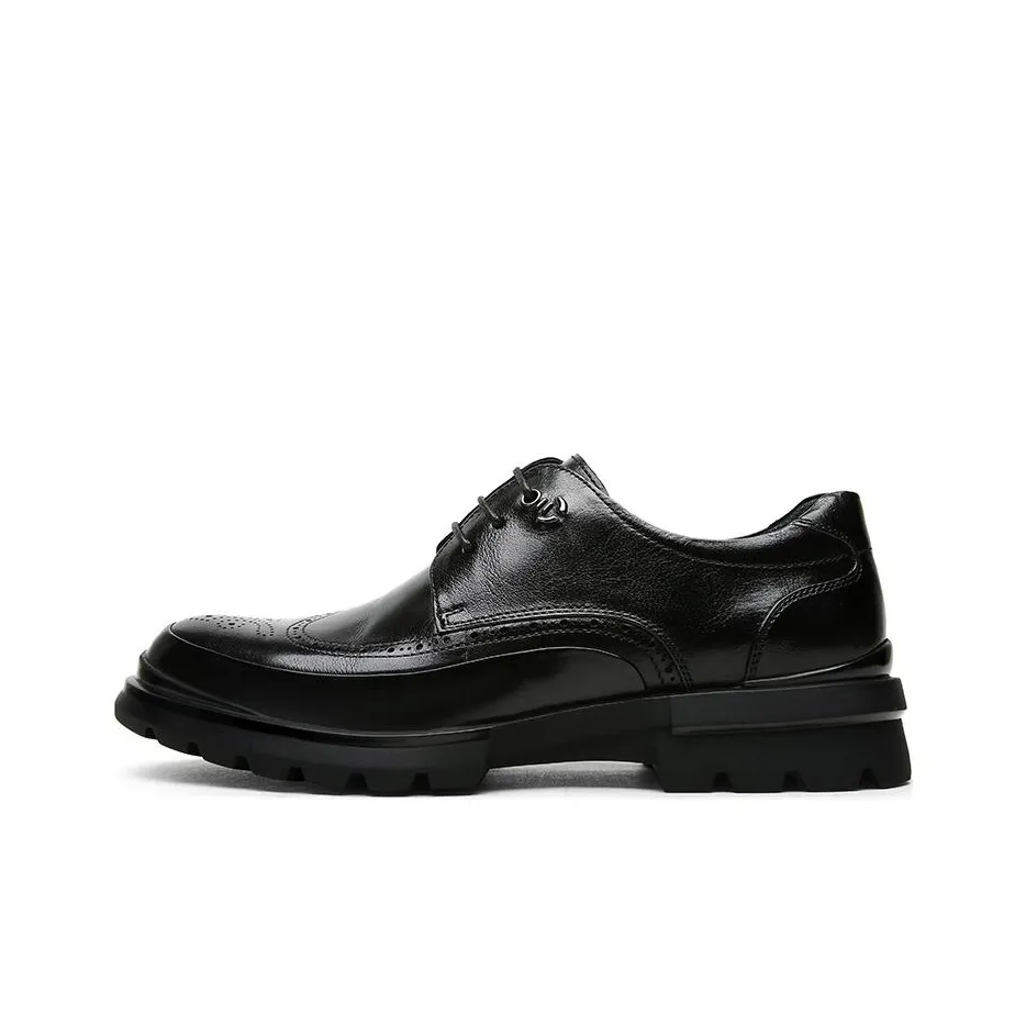 CROWN Dress Shoes Men's Black One Yard Larger