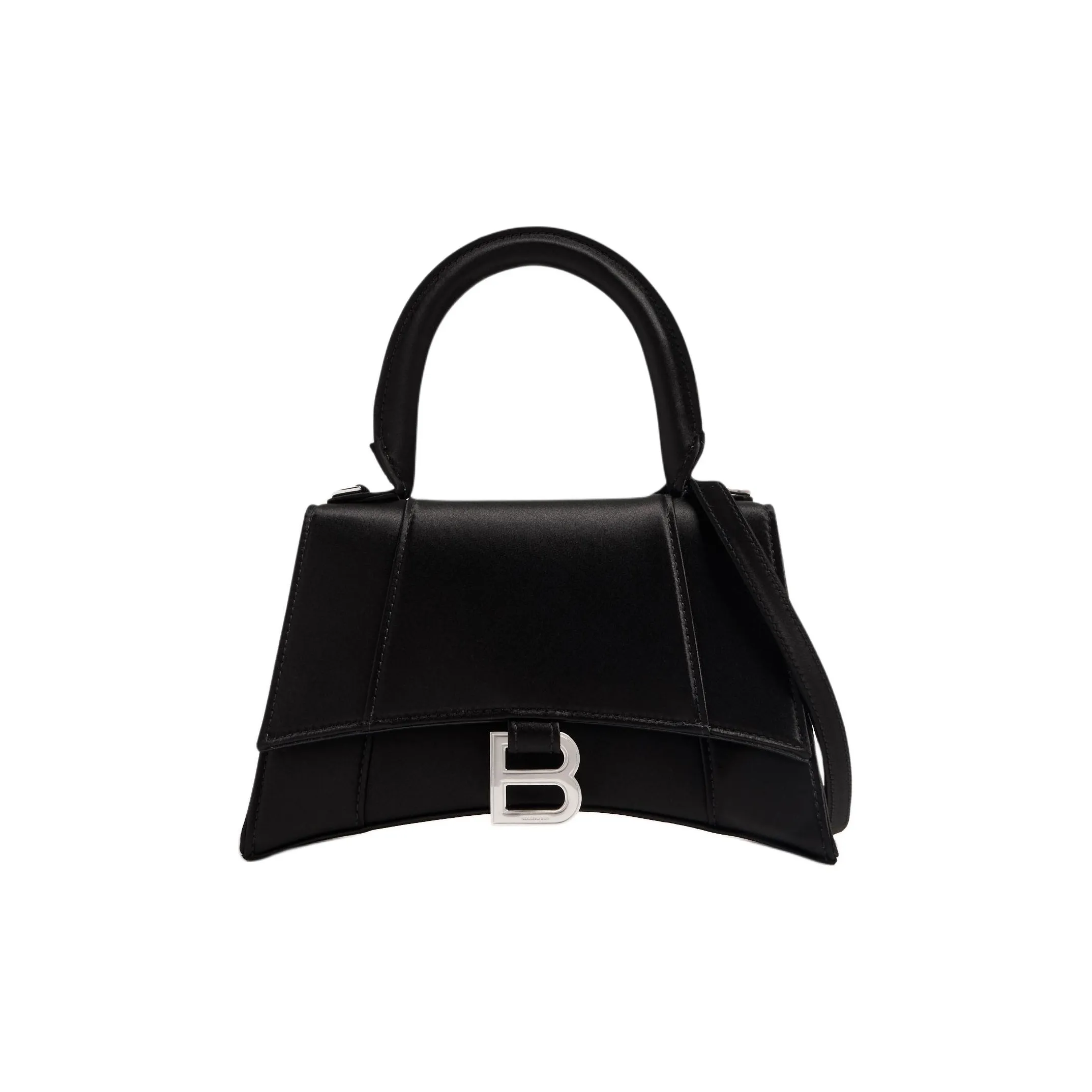 Balenciaga Satin Hourglass Bag Shoulder Bag Crossbody Bag Handbag Women's Black