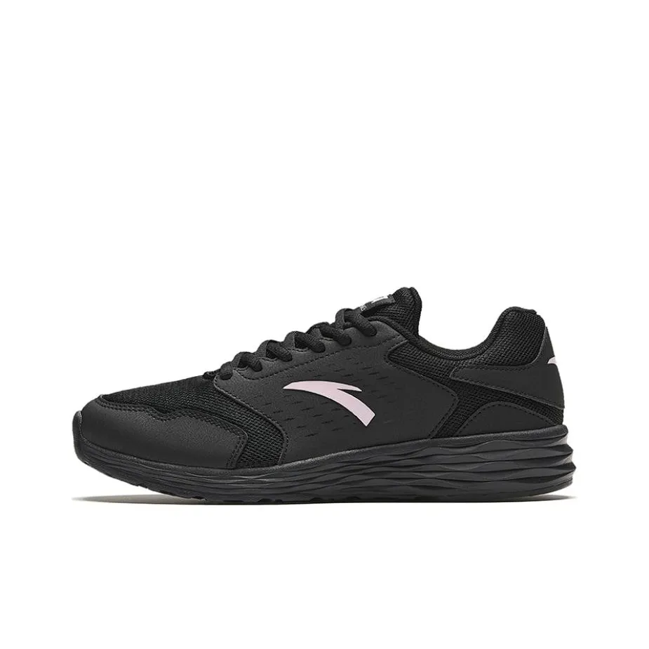 Anta Cushioning Slip Resistant And Abrasion Resistant Low Top Running Shoes Women's Black White