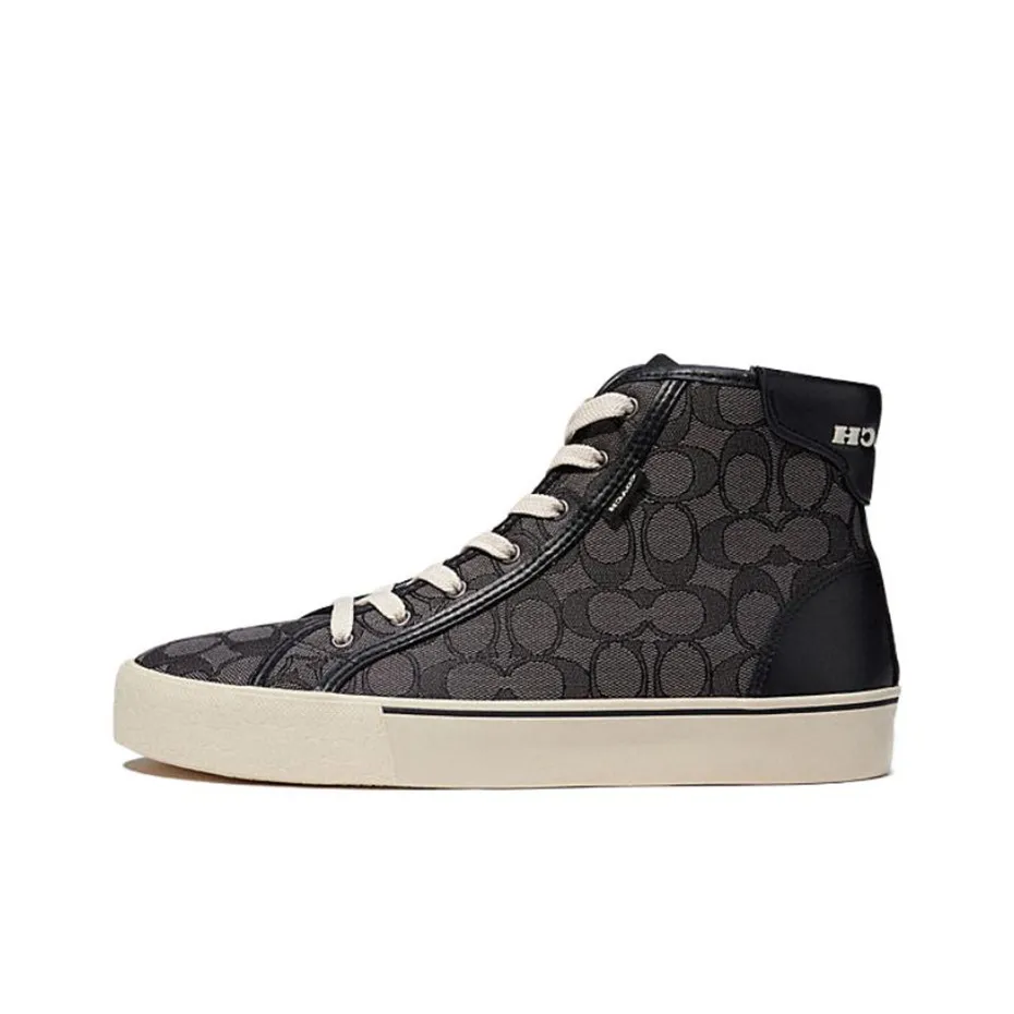 COACH Skate High Top Stylish Skateboarding Shoes Men's Black