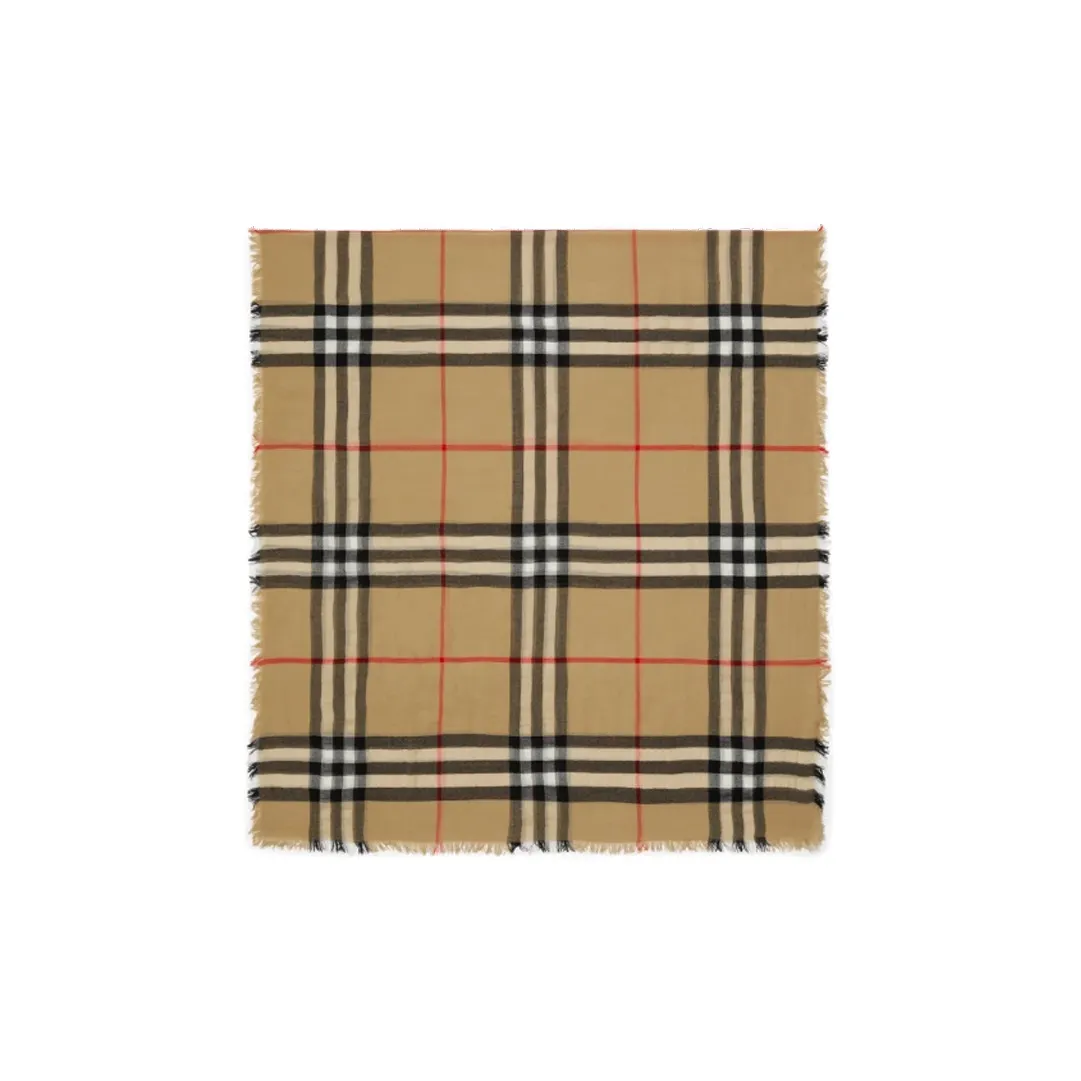 Burberry Checked Fringed Edge Scarf