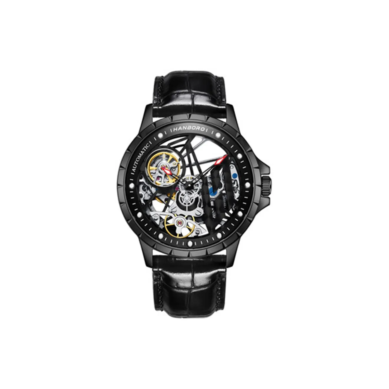 HANBORO Hollow Series Automatic Mechanical Movement Watch Men's Watches Cut-Out Dial HBR906.1-HH