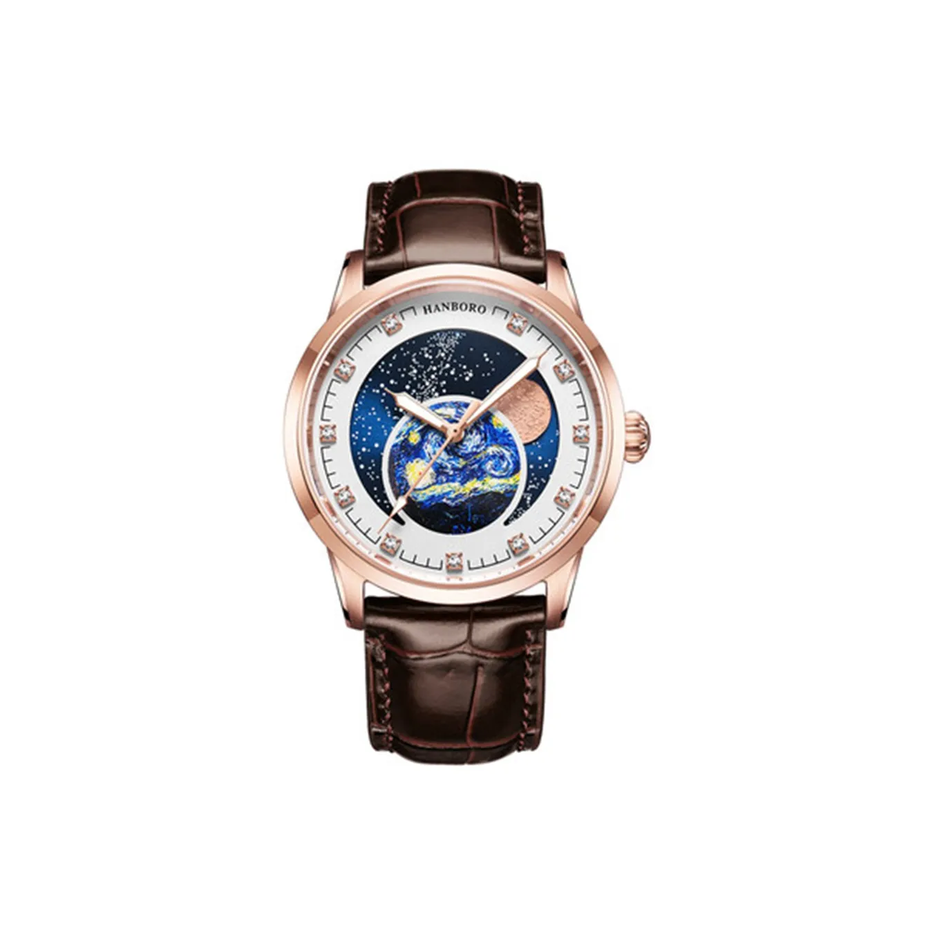 HANBORO Star Collection Automatic Mechanical Movement Watch Men's Watches Blue Dial HBR88934-MZ