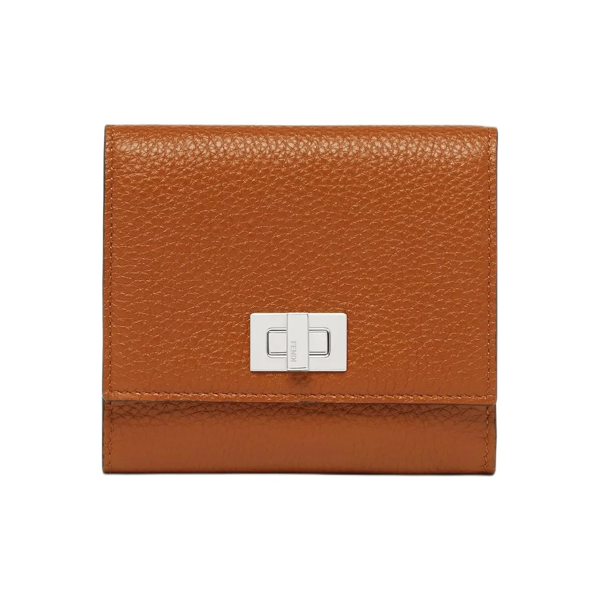 FENDI Peekaboo Leather Wallet Medium Size Women's Brown