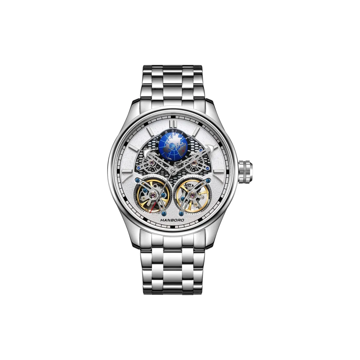 HANBORO Star Collection Automatic Mechanical Movement Watch Men's Watches Cut-Out Dial HBR88821G-BBB