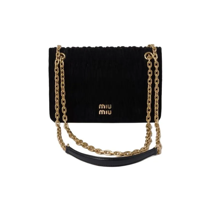 MIU MIU Matelassé Velour Crossbody Bag, Shoulder Bag Mini Women's Black