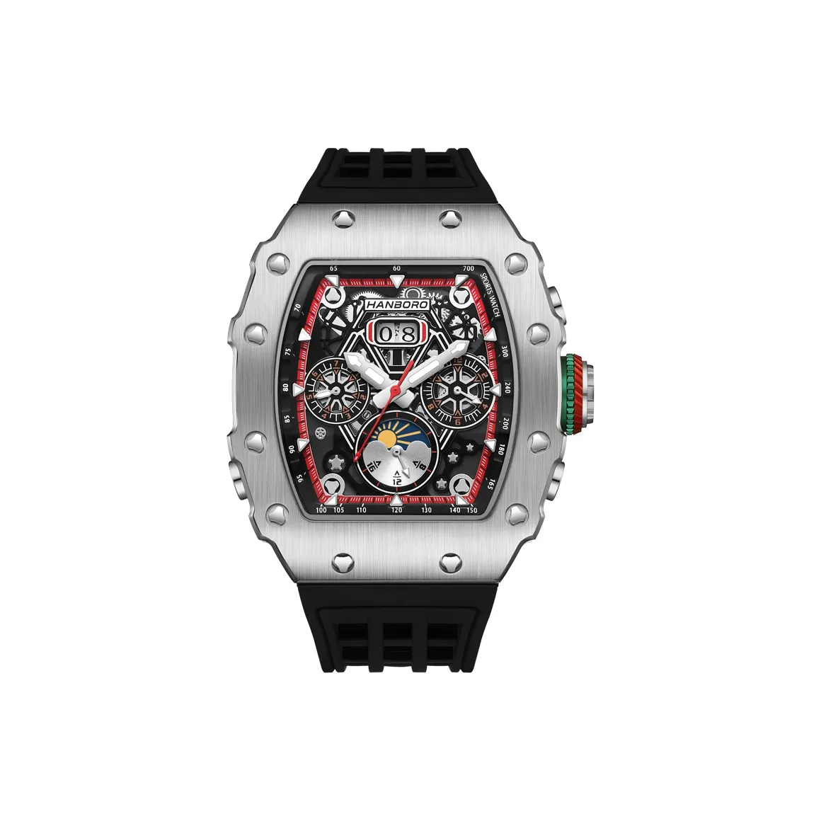 HANBORO Automatic Mechanical Movement Watch Men's Watches Cut-Out Dial HBR916-BH