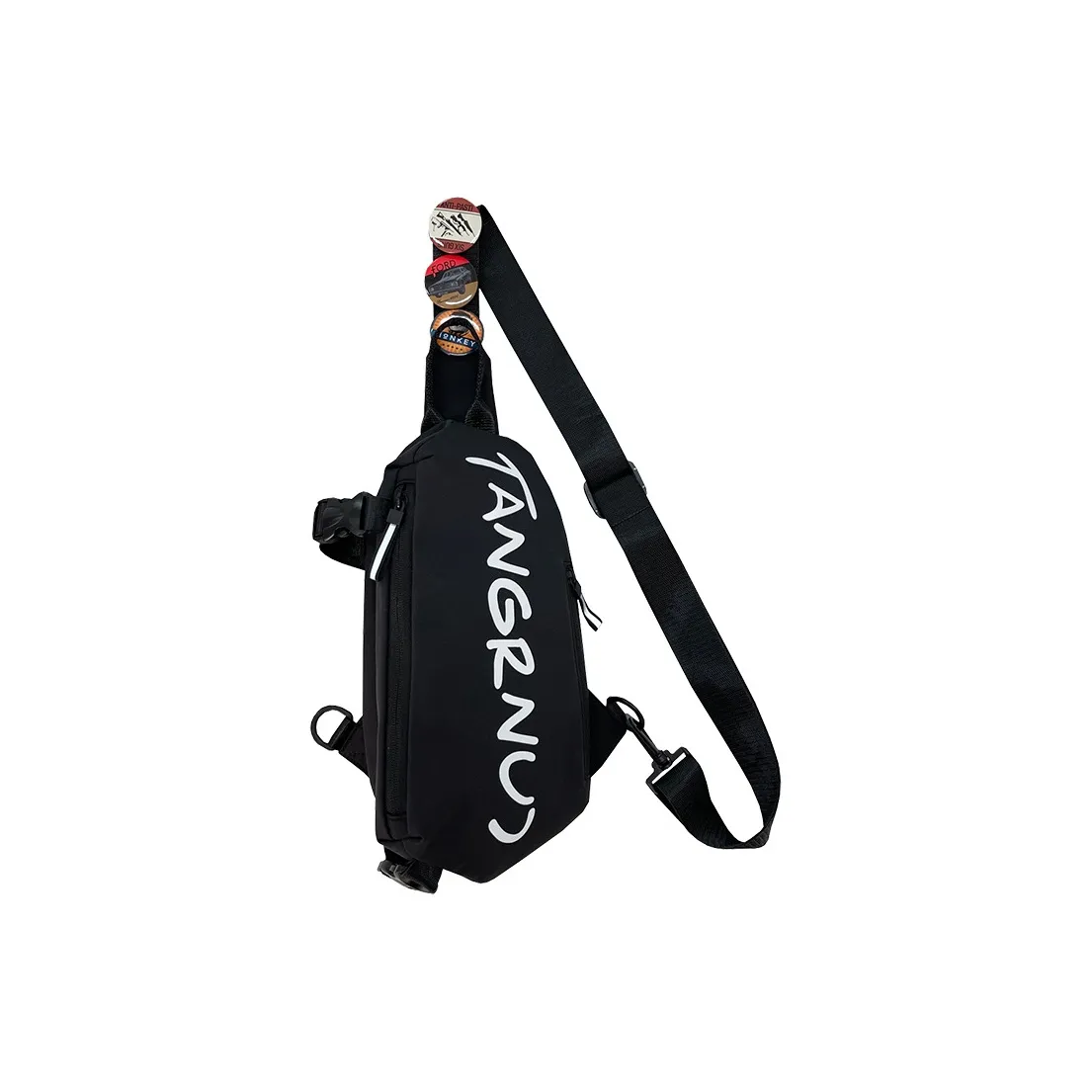 Techson Nylon Fabric Sling Bag Regular Unisex Black/White