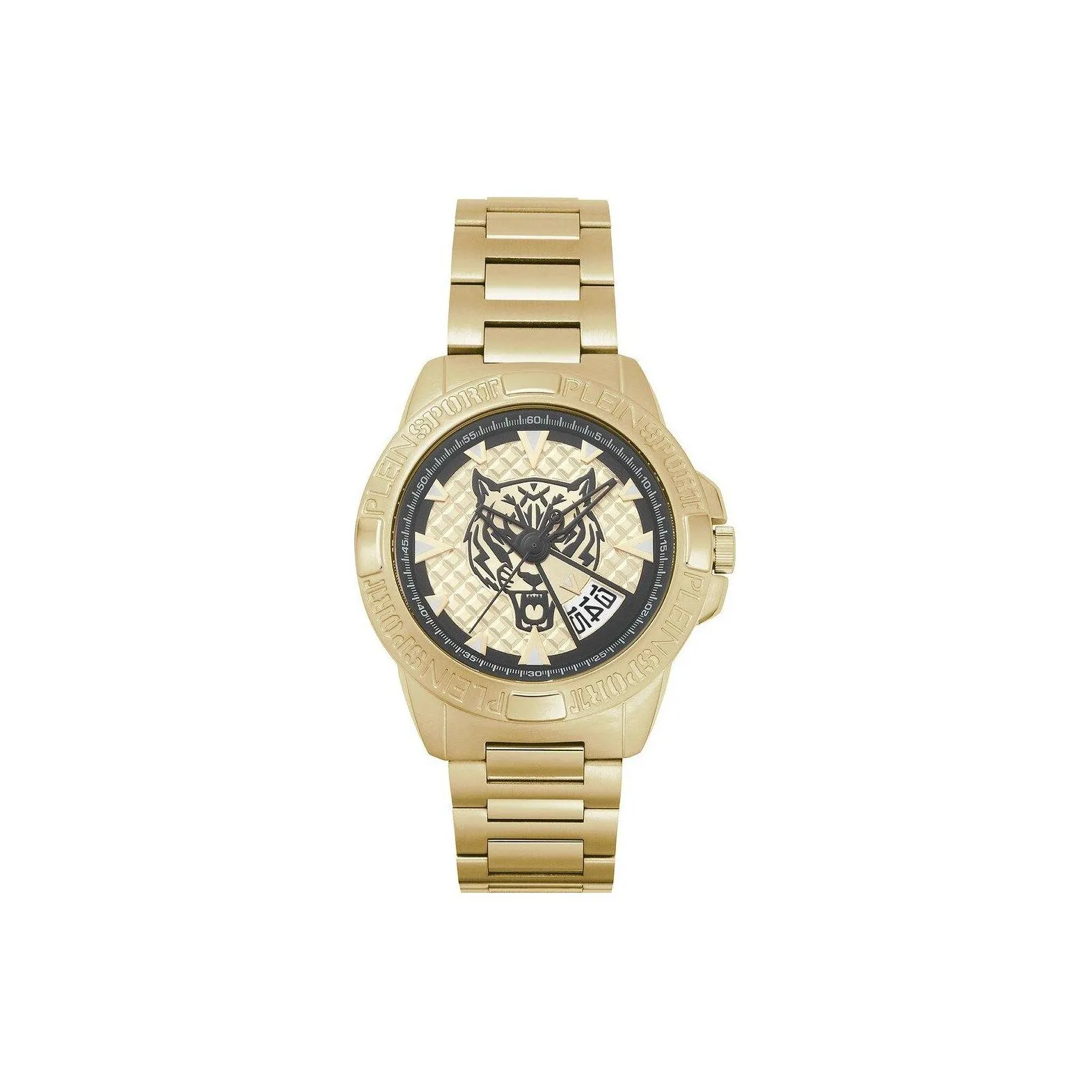 PLEIN SPORT Наручные часы Кварцевый механизм Нержавеющая сталь Ремешок 44 мм Желтый циферблат Часы Мужские