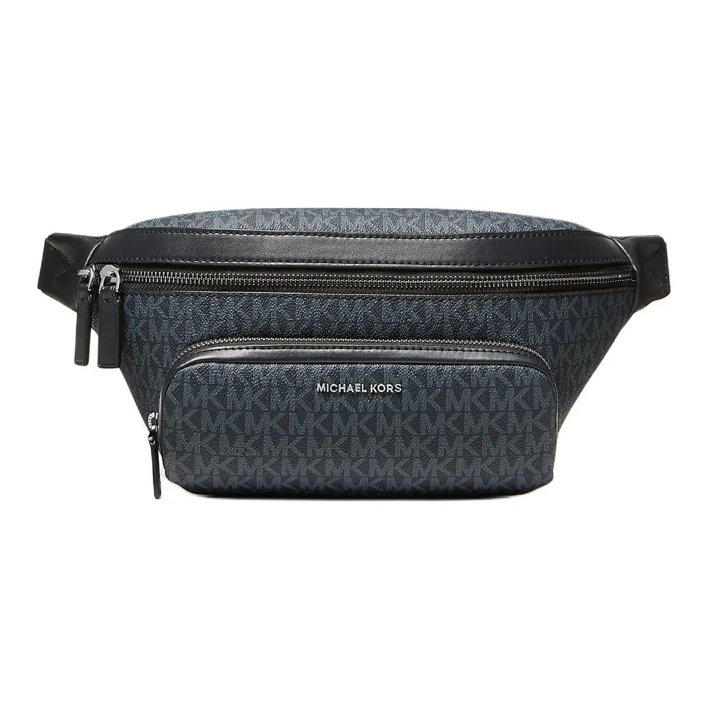 MICHAEL KORS MK Cooper Coated Canvas Fanny Pack Men's Marine Blue & Black