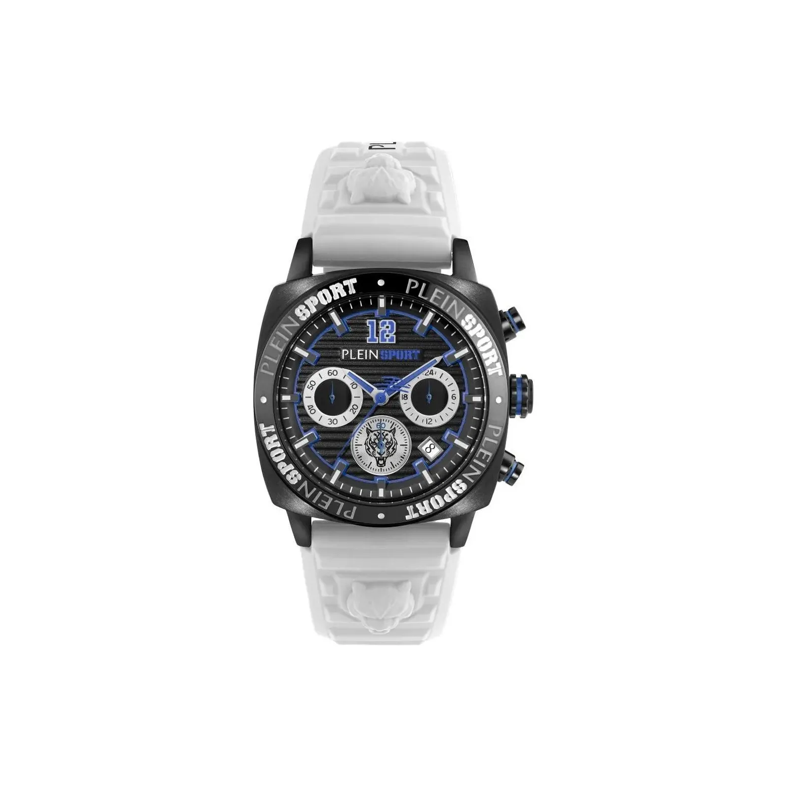 PLEIN SPORT Мужские часы Кварцевый механизм Силиконовый ремешок 40 мм Черный циферблат