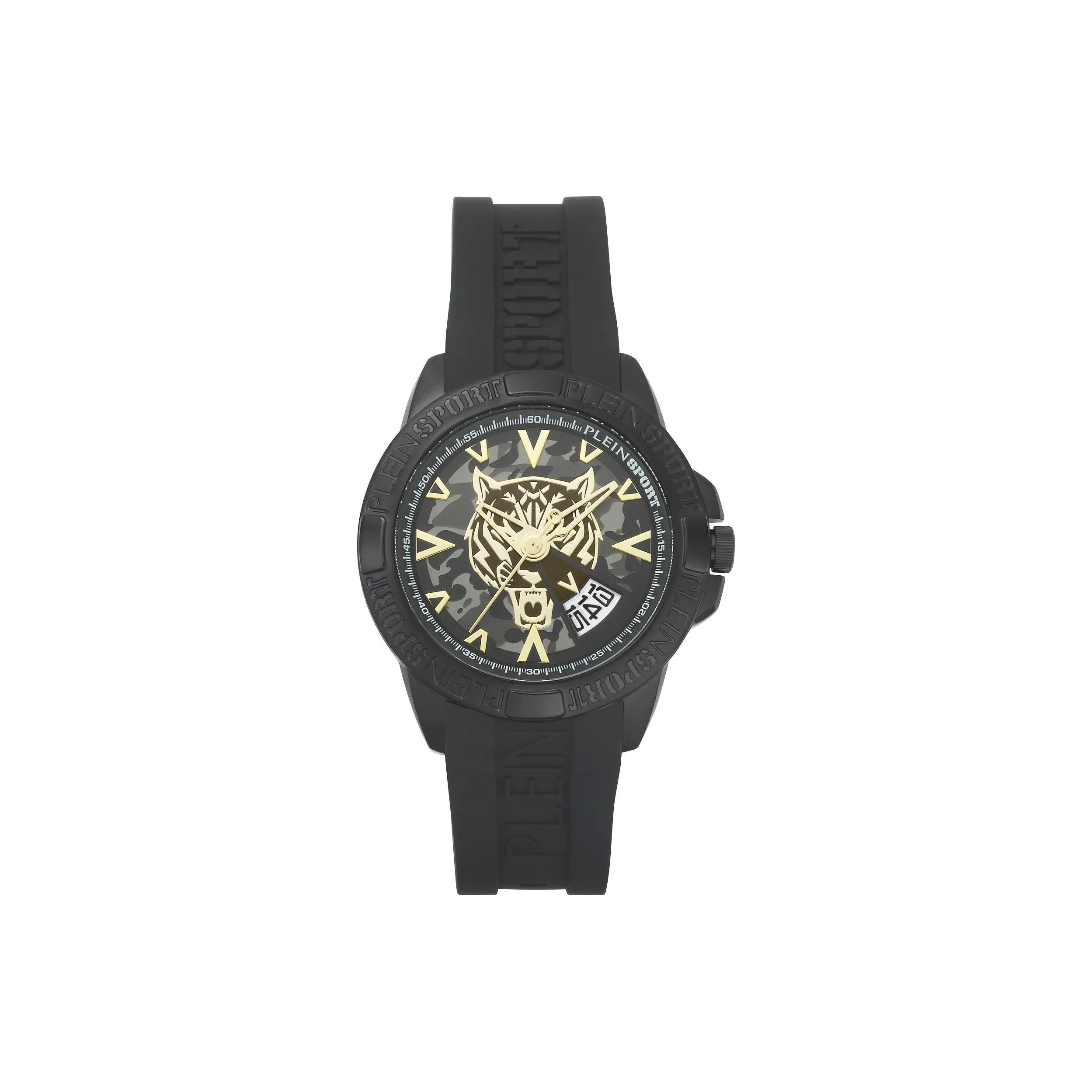 PLEIN SPORT Мужские часы Кварцевый механизм Силиконовый ремешок Серый циферблат
