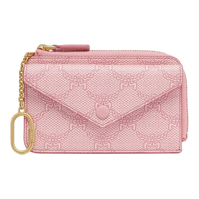 MCM Кожа Кошелек Держатель для карт Мини Женский Вишневый цветок Розовый