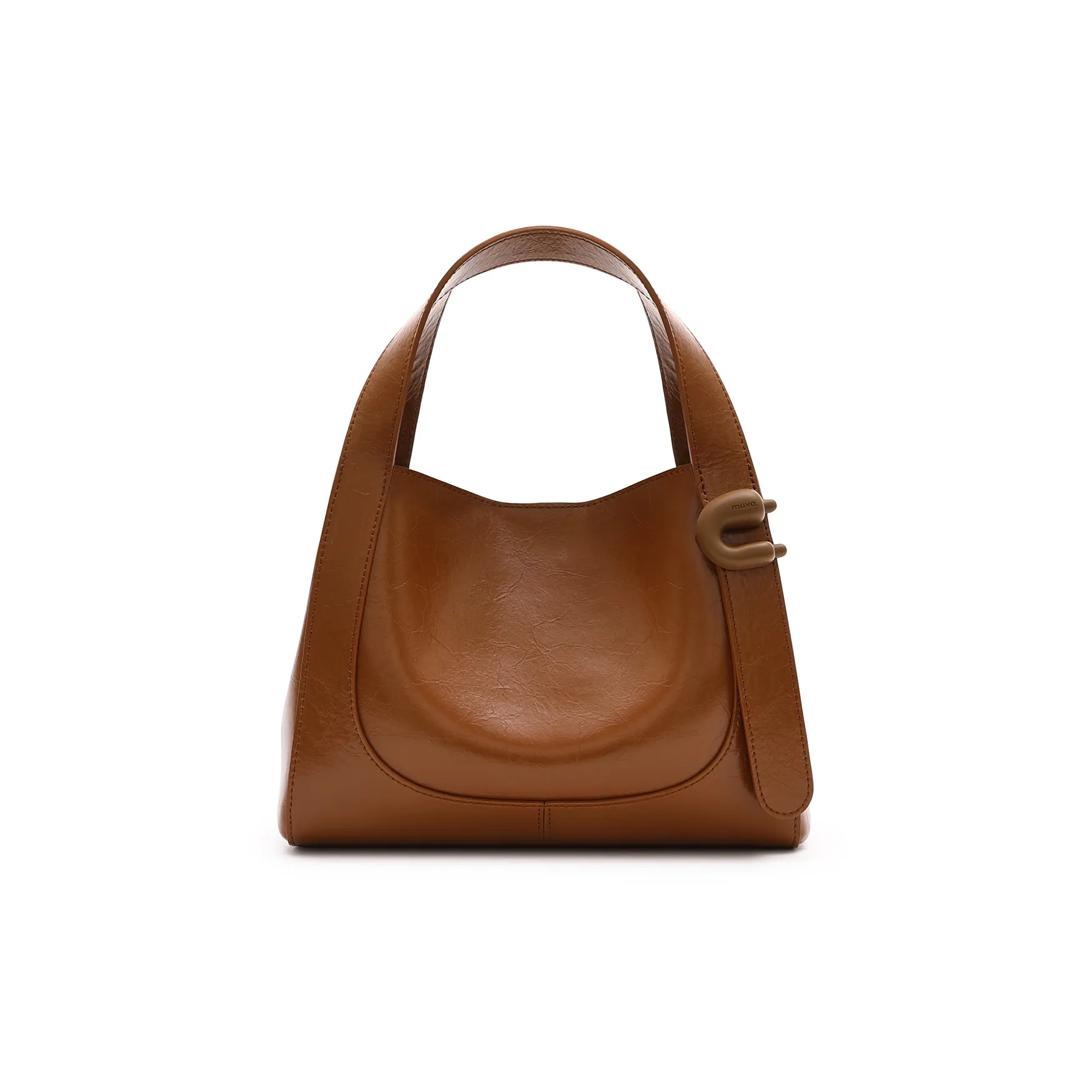 MUVA Cow Leather Basket Bag Handbag Crossbody Bag Women's Roasted Tea Brown/Milkshake White/Cream Yellow