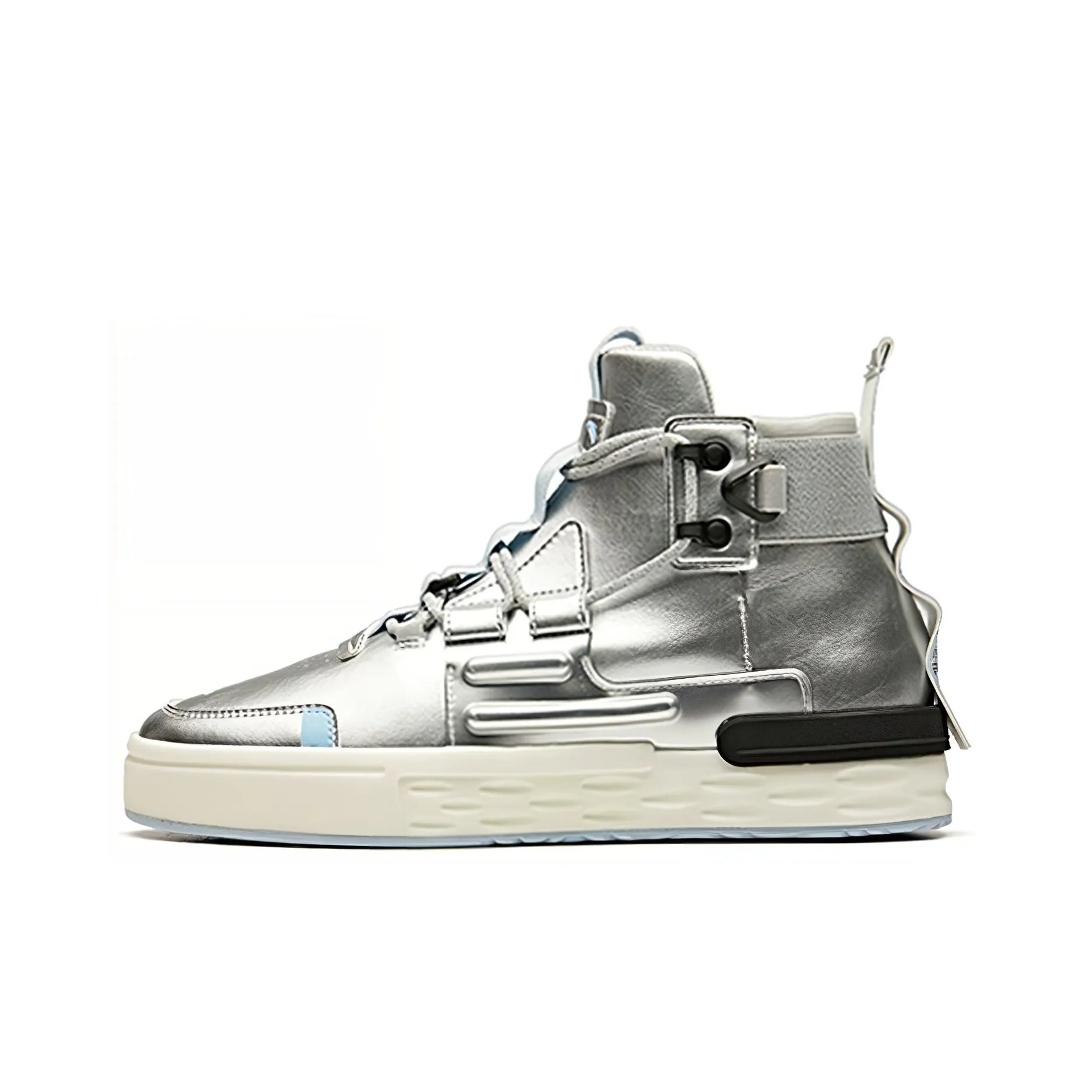 ANTA Life Collection Покрытие Slip-Resistant Водонепроницаемый Устойчивый к износу Высокий Топ Скейтборд Кроссовки Мужские Серебристо-Белые