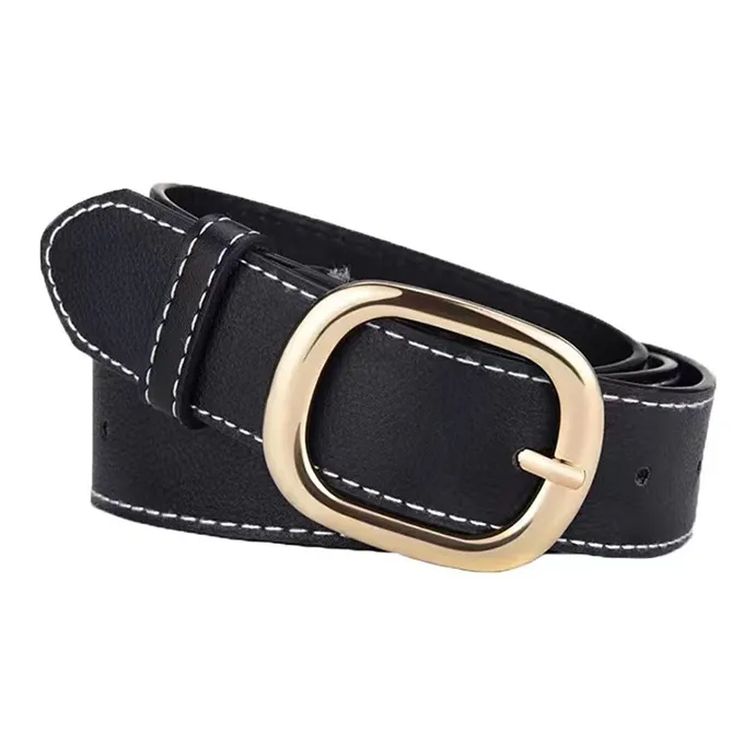 AUGTARLION Повседневный Индивидуальный Нишевый Металл Шпилька Кожаные Ремни Женские Черный Ширина 2,6 см