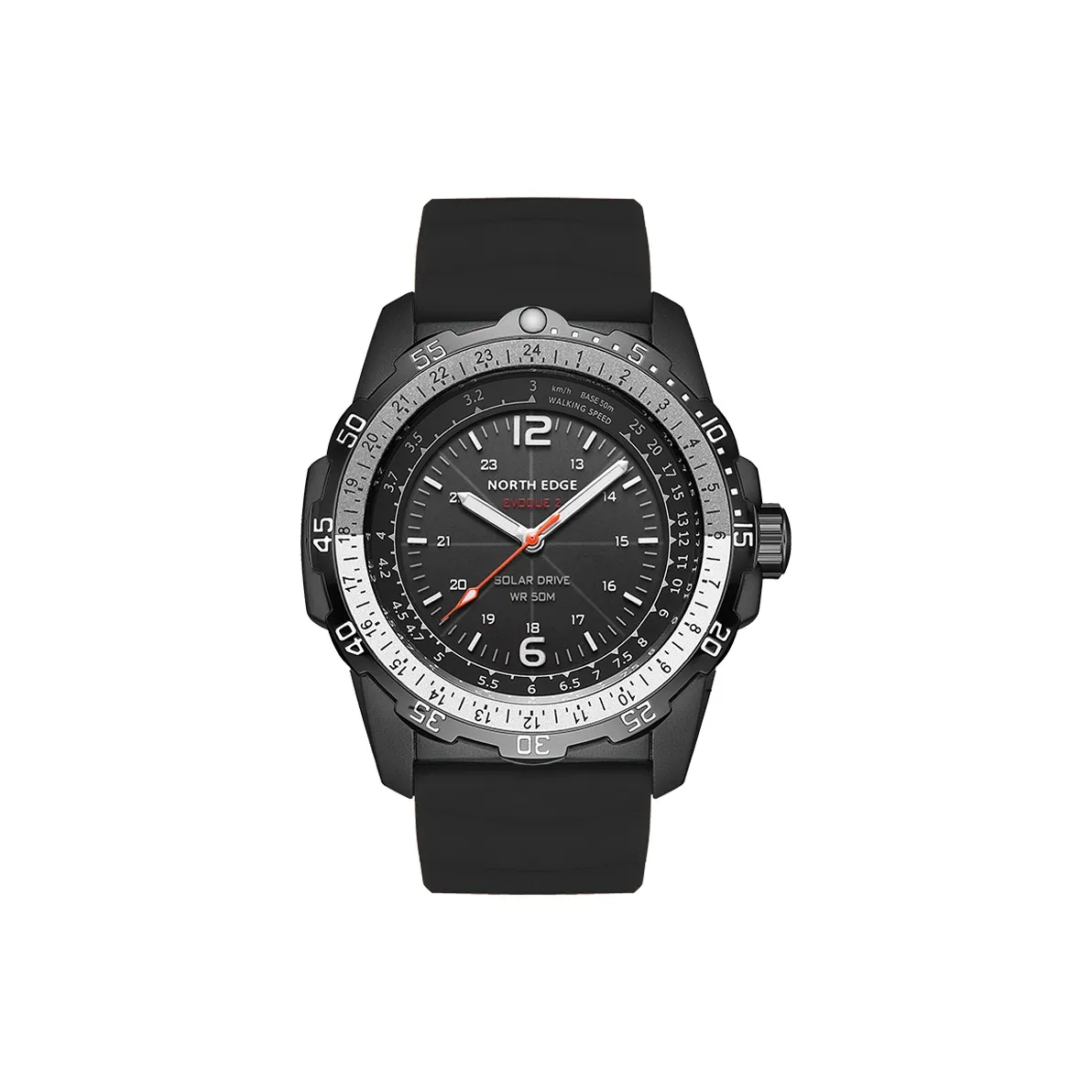 NORTH EDGE Солнечный Кварцевый Механизм Часы Мужские Черный Циферблат