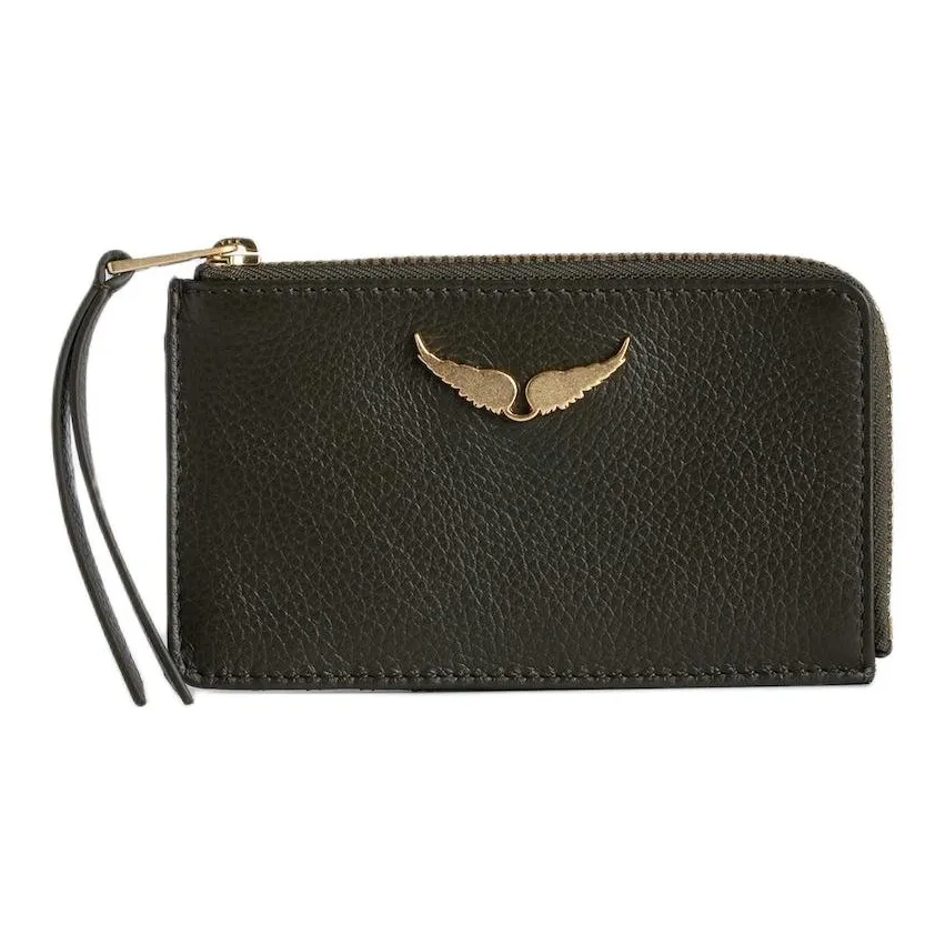 Zadig & Voltaire Cow Leather Card Holder Women's Army Green
