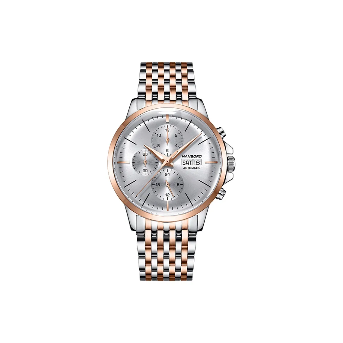 HANBORO Автоматический Механический Механизм Часы Мужские Серебристый Циферблат HBR901 JBG