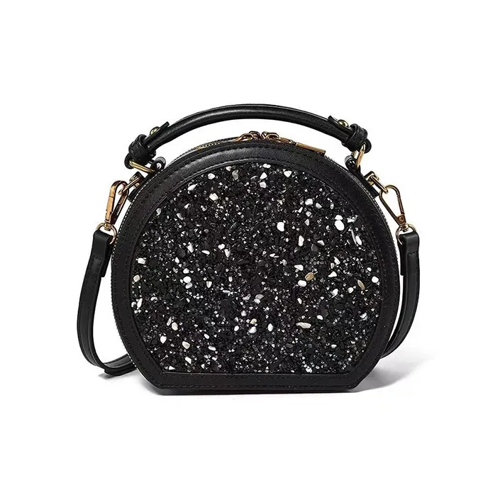 AUGTARLION PU Small Round Bag, Handbag, Shoulder Bag, Crossbody Bag Women's Black