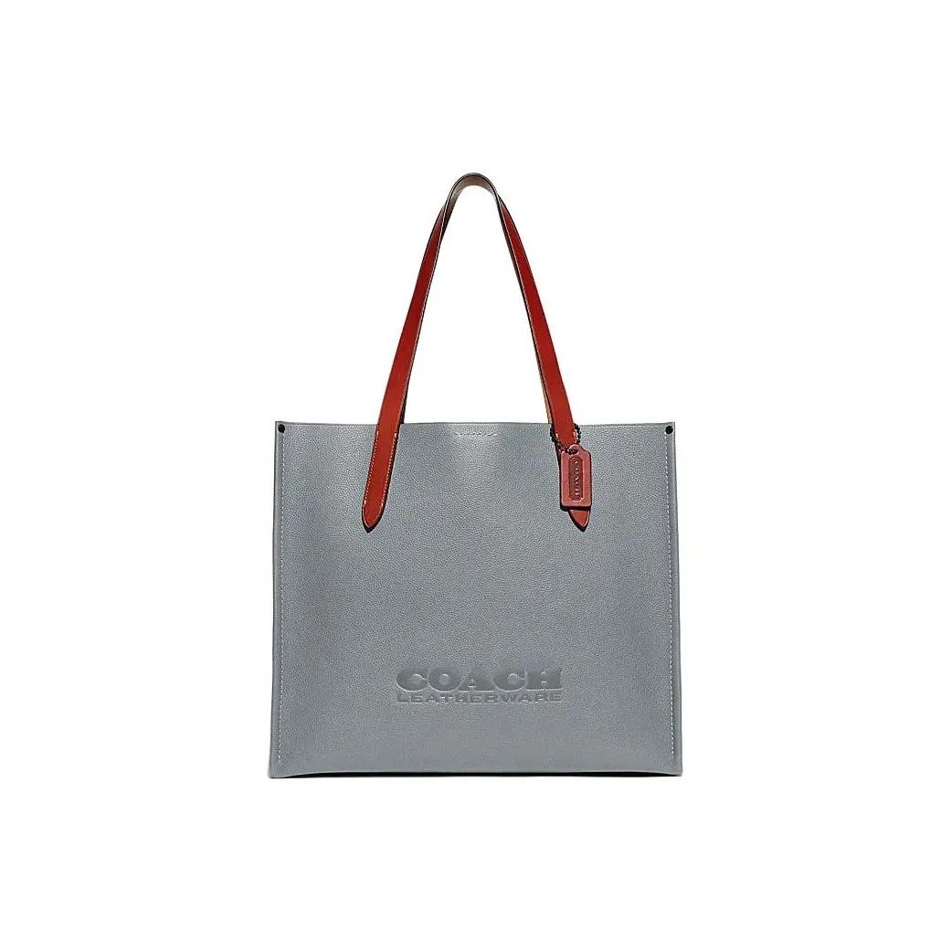 COACH Cow Leather Tote Bag, Shopping Bag, Handbag Tubas Men's Gray Blue