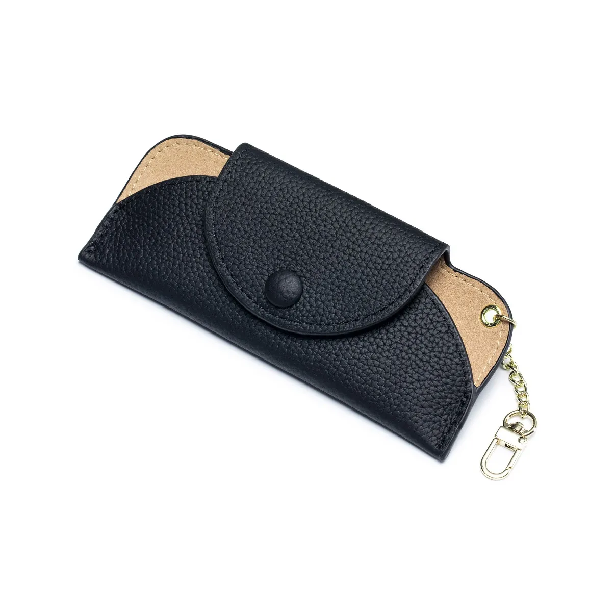 OUZIHUANG Top Grain Cow Leather Eyeglass Pouch Trumpets Women's Black/Light Gray/Ecru/Purple/Floral Yellow/Earth Yellow