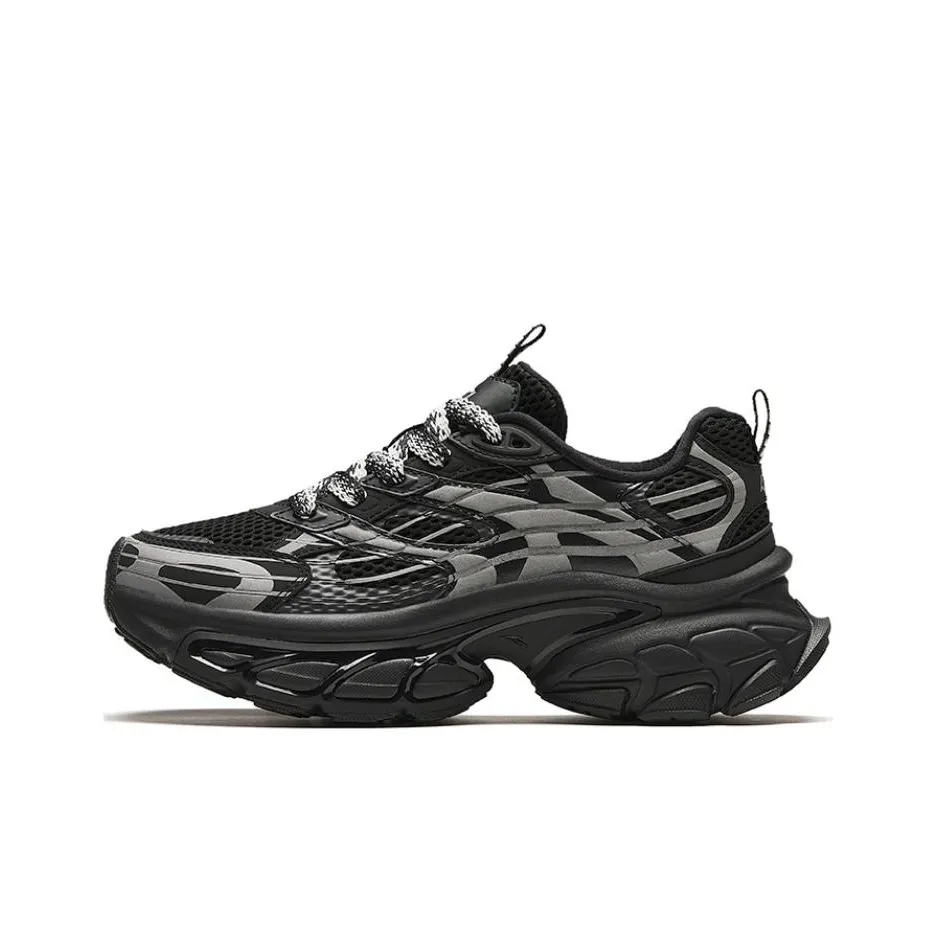 ANTA Fuyao Амортизация Износостойкие Низкие Топ Кроссовки Женские Черные Серебряные