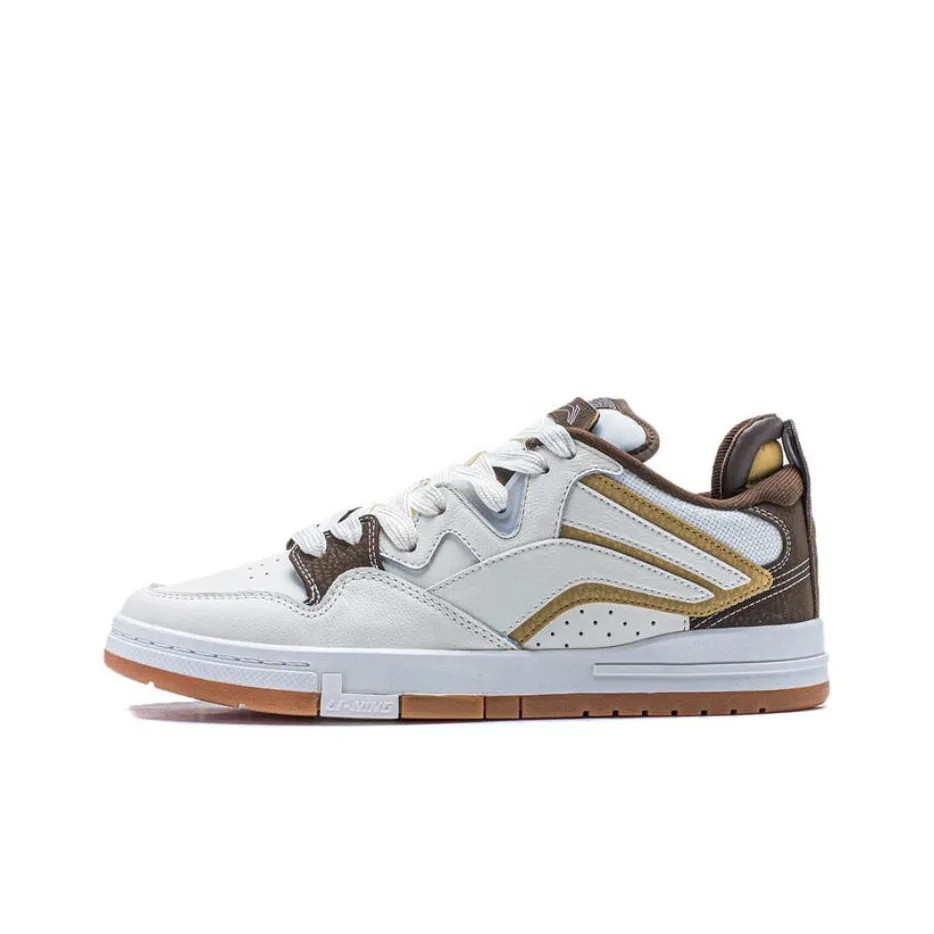 LiNing Wei Wu PRO PRO Wear-Resistant Slip-Resistant Lightweight Low-Top Skateboard Shoes Men's White Umber