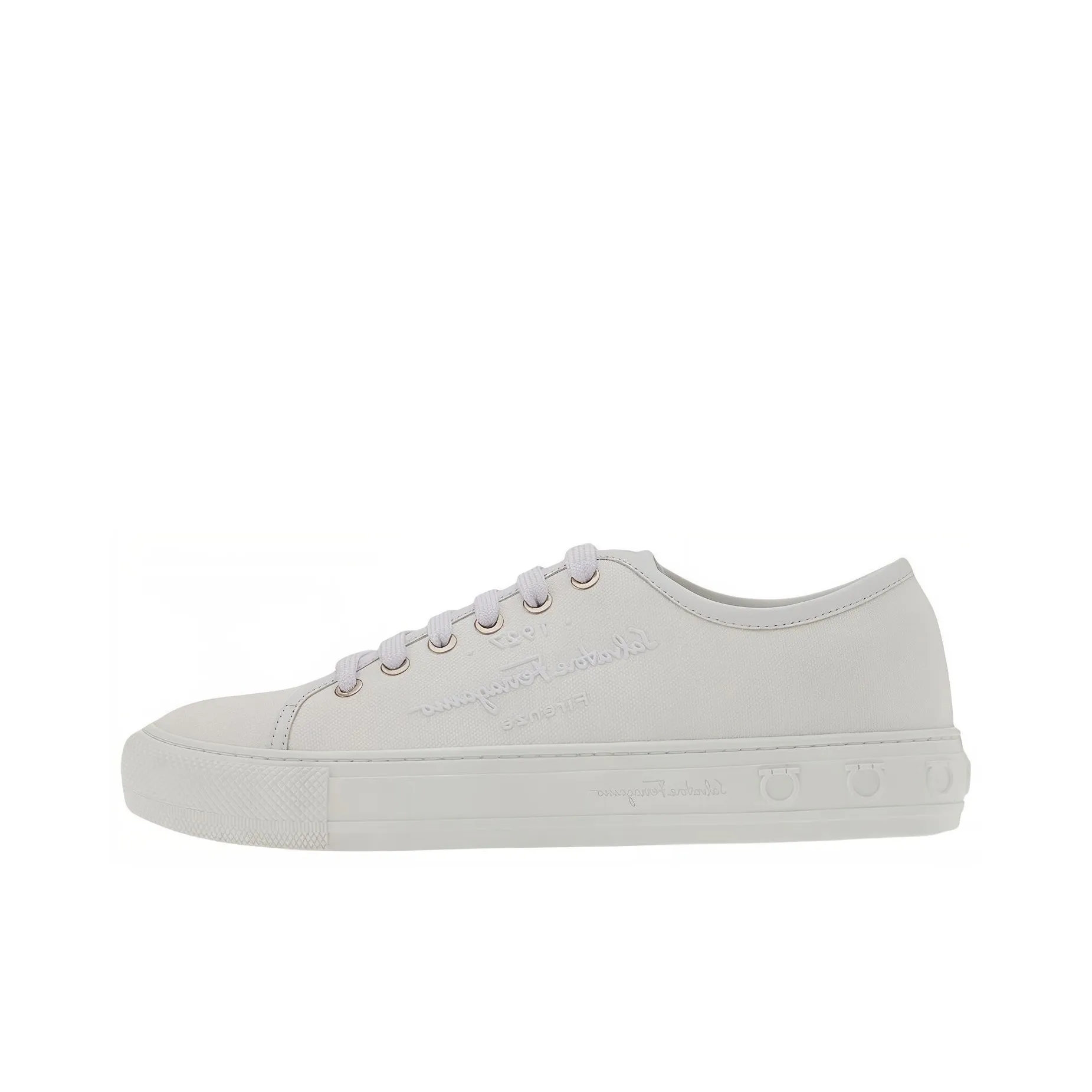 FERRAGAMO Low Top Stylish Skateboarding Shoes Women's White