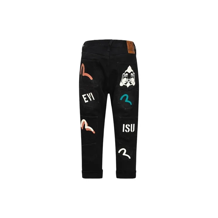 EVISU Logo patch Cropped Jeans