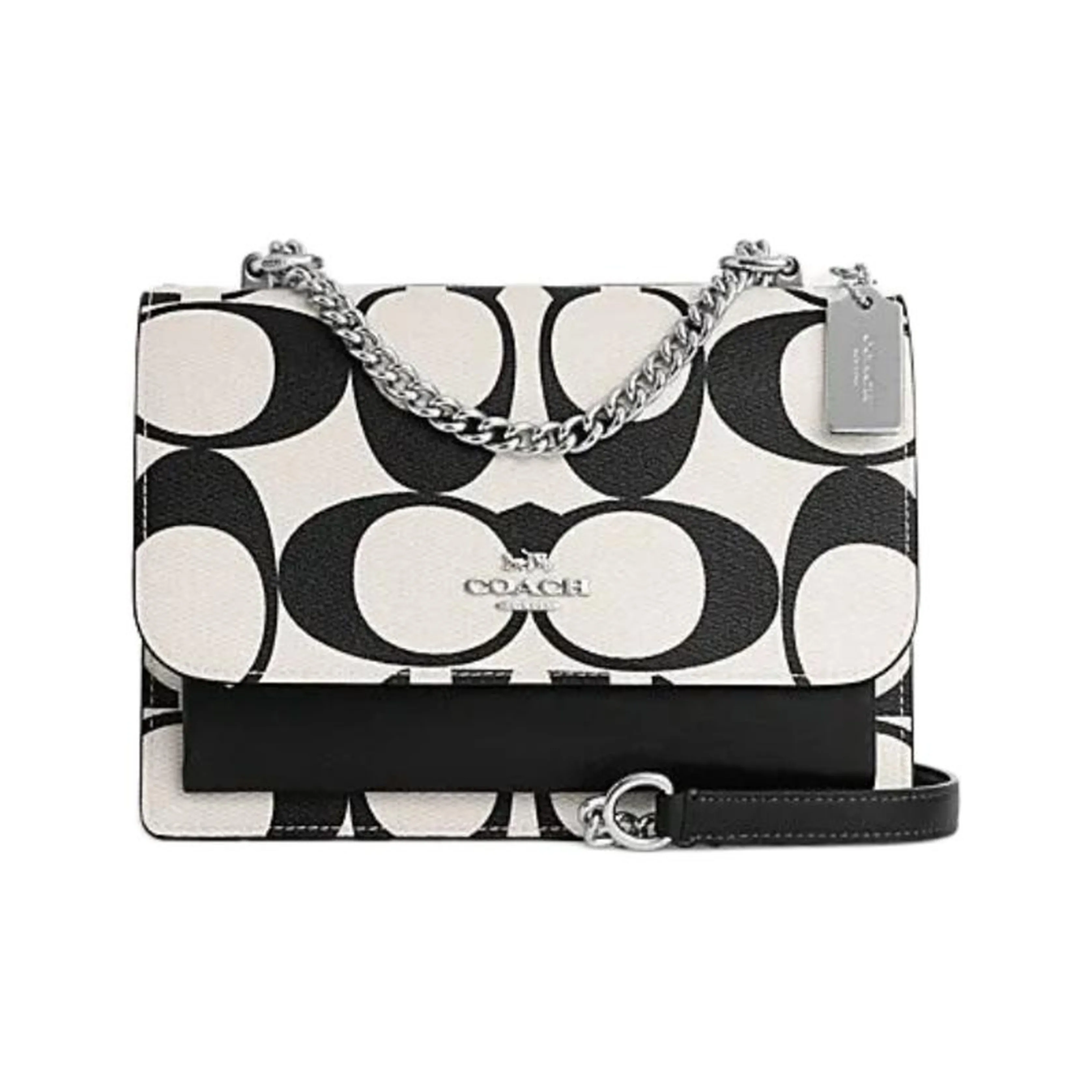 COACH Klare ПВХ с коровьей кожей Сумка через плечо Маленькая Женская Серебряная Фурнитура и Меловый Разноцветный