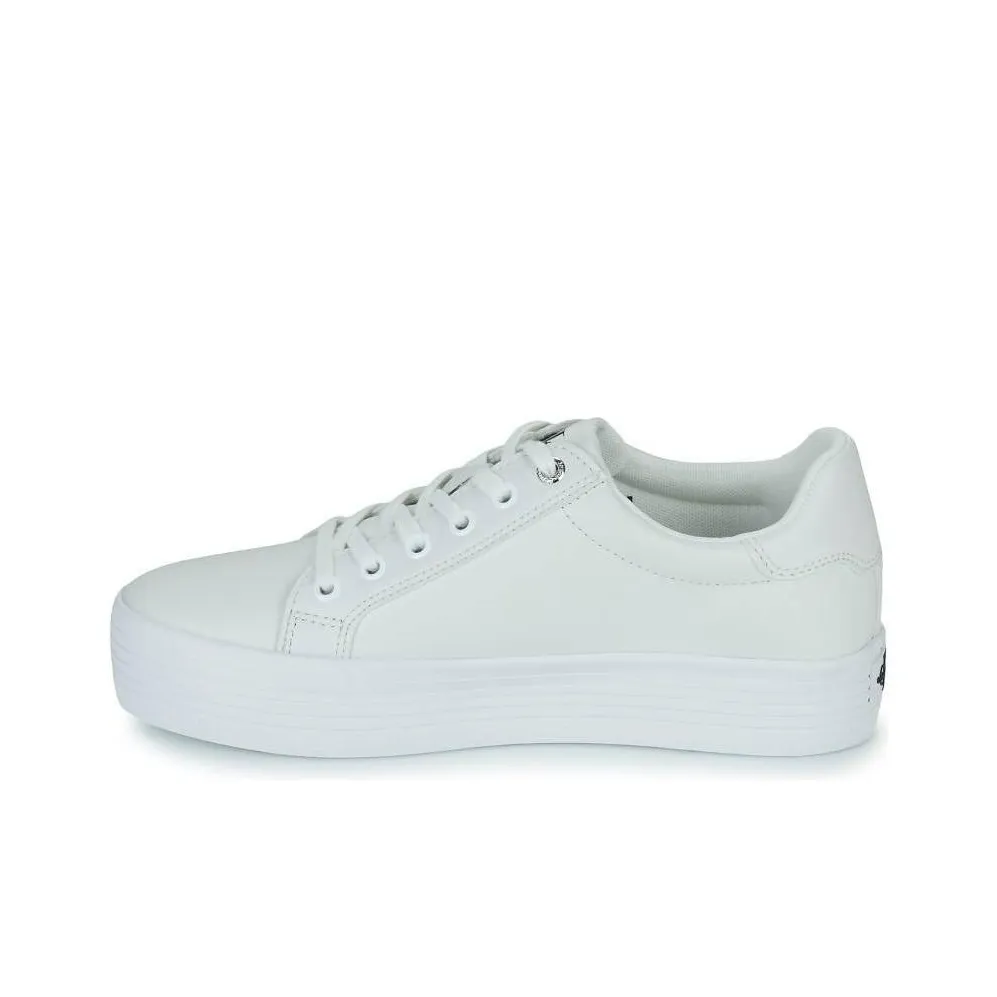 calvin flap Klein Jeans Logo debossed Leather Flatform Sneakers