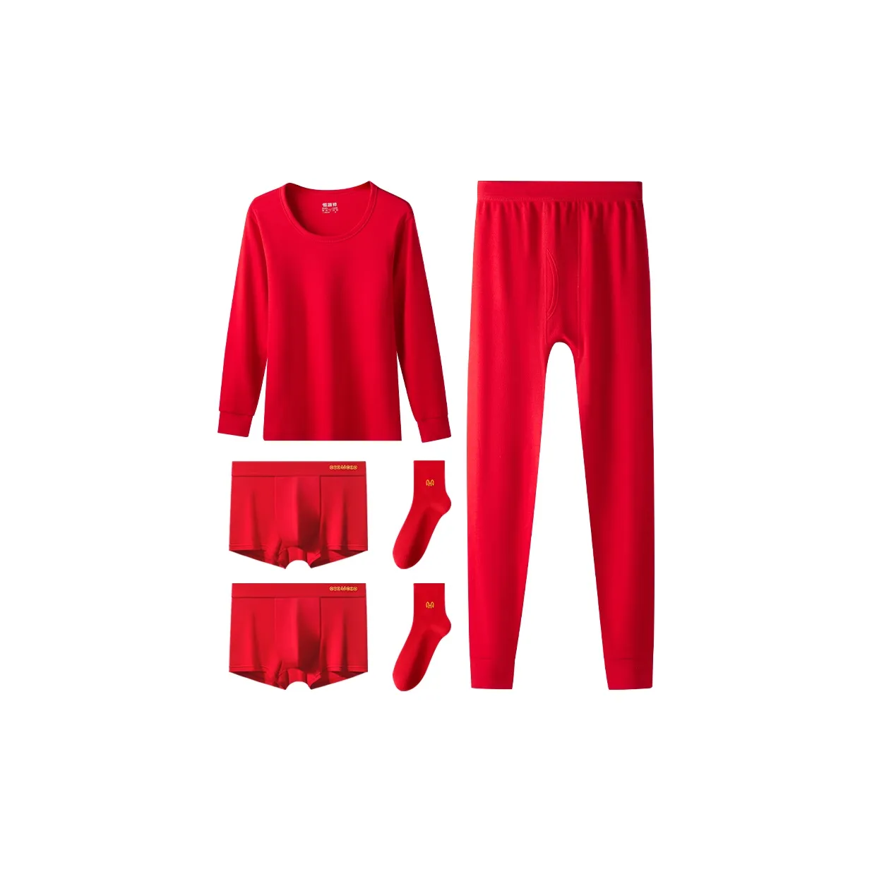 H YXIANG Красный китайский Комплект одежды +2 Трусы +2 Носки Мужские Термокомплекты