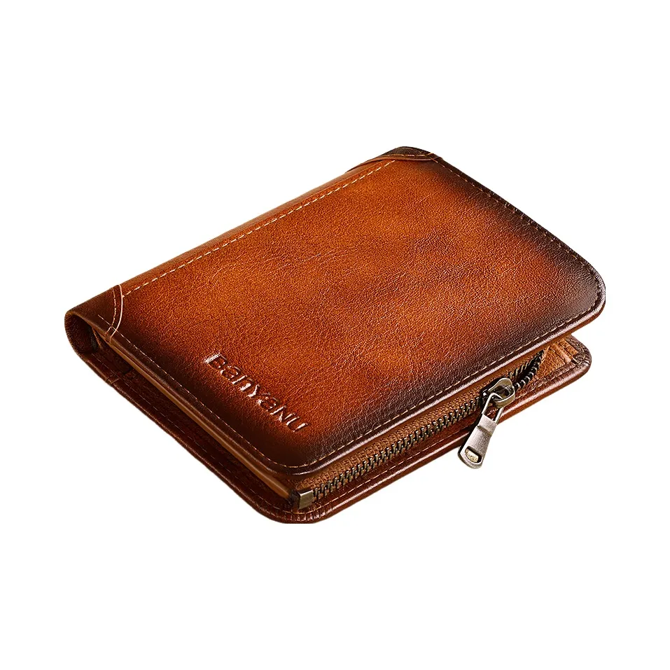 Banyanu Коровья кожа Держатель для карт кошелек Стандартный Мужской Желтый Коричневый Кофейный Синий Серый Черный