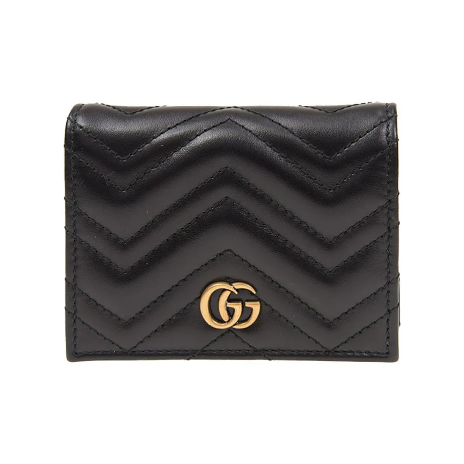 GUCCI GG Marmont Quilted Leather Wallet, Coin Pocket, Card Holder Women's Black