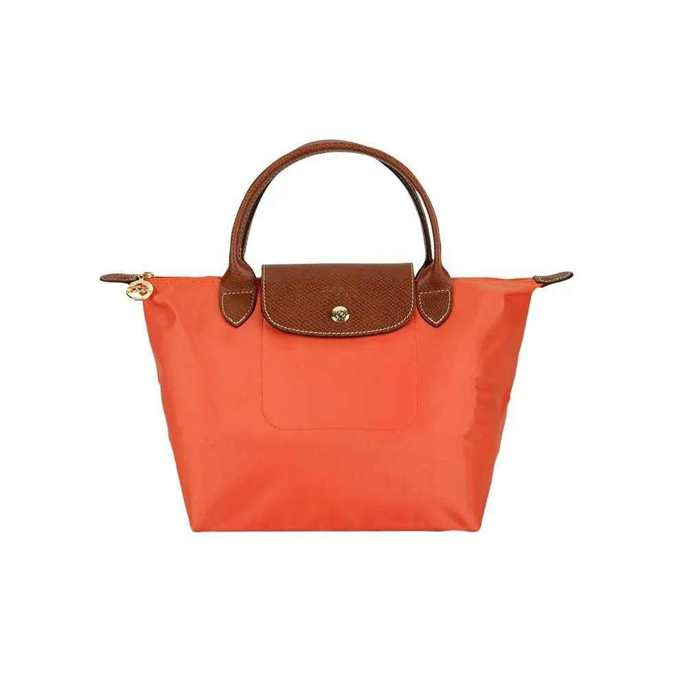 LONGCHAMP Le Pliage Polyamide Canvas With Leather Dumpling Bag HandBags pre-owned Small Size Women's Orange