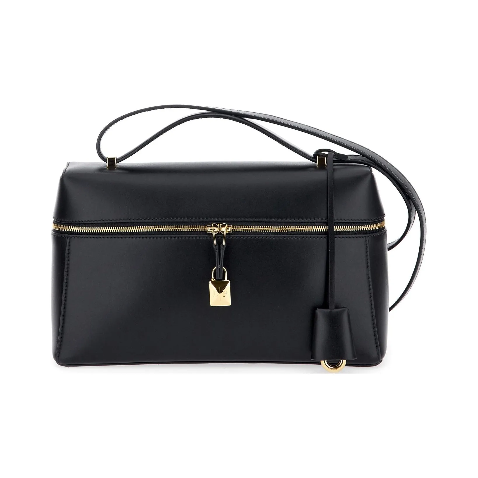 Loro Piana Extra Bag Cow Leather Makeup Box Bag Handbags Crossbody Bags Women's Black