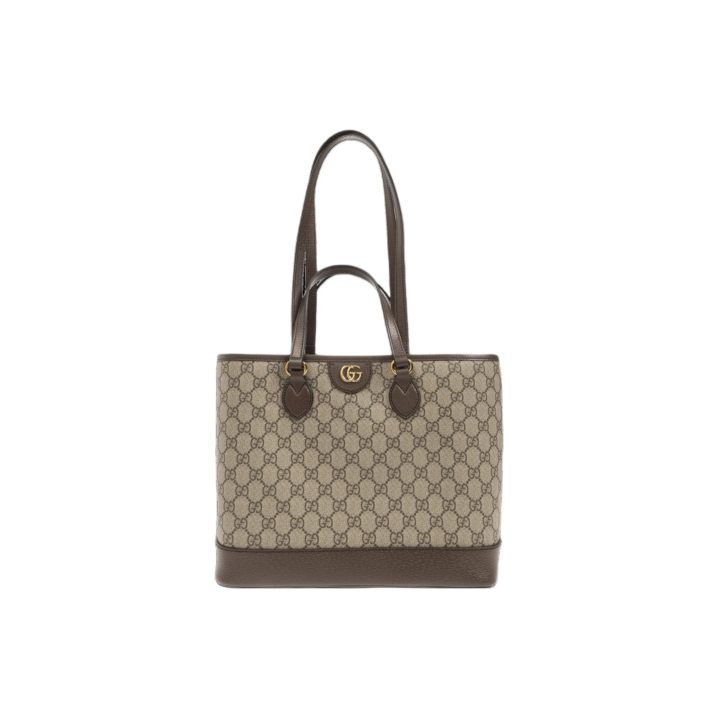 GUCCI Ophidia Canvas With Leather Binding Tote Bag Shopping Bag Handbag Small Size Women's Brown