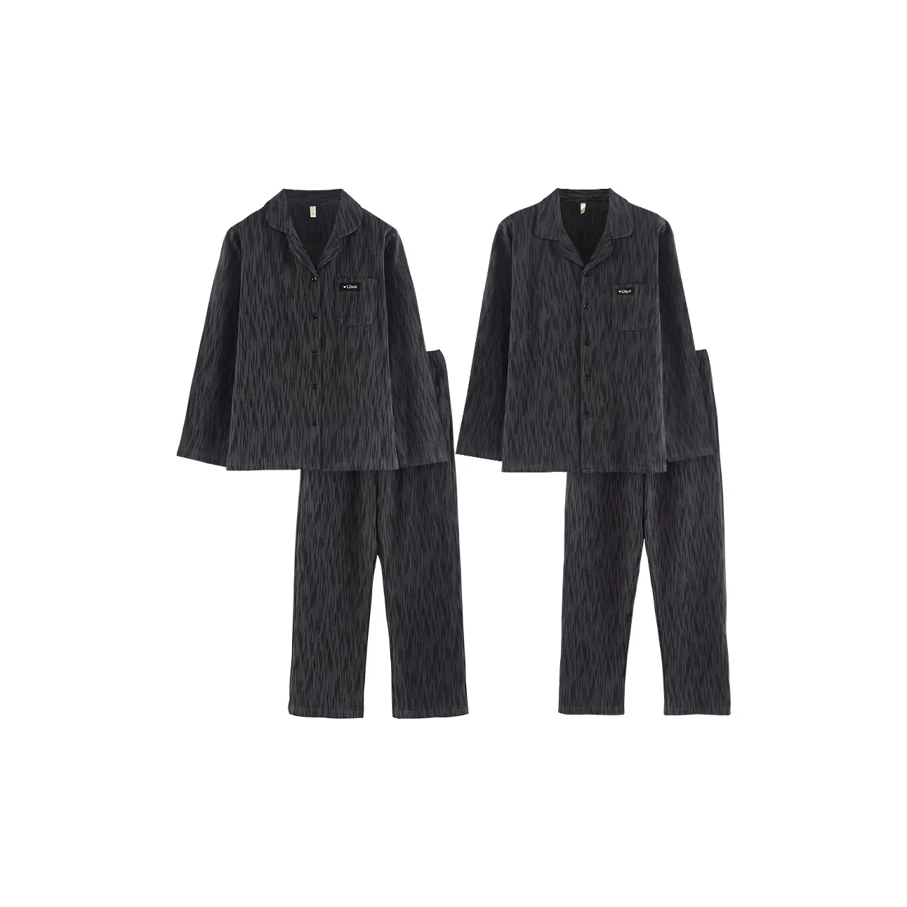 Sleep Длинный рукав Брюки Кардиган Отложной воротник Комплект пижам Студенческий общежитие Домашний Верхняя одежда Готовый Унисекс